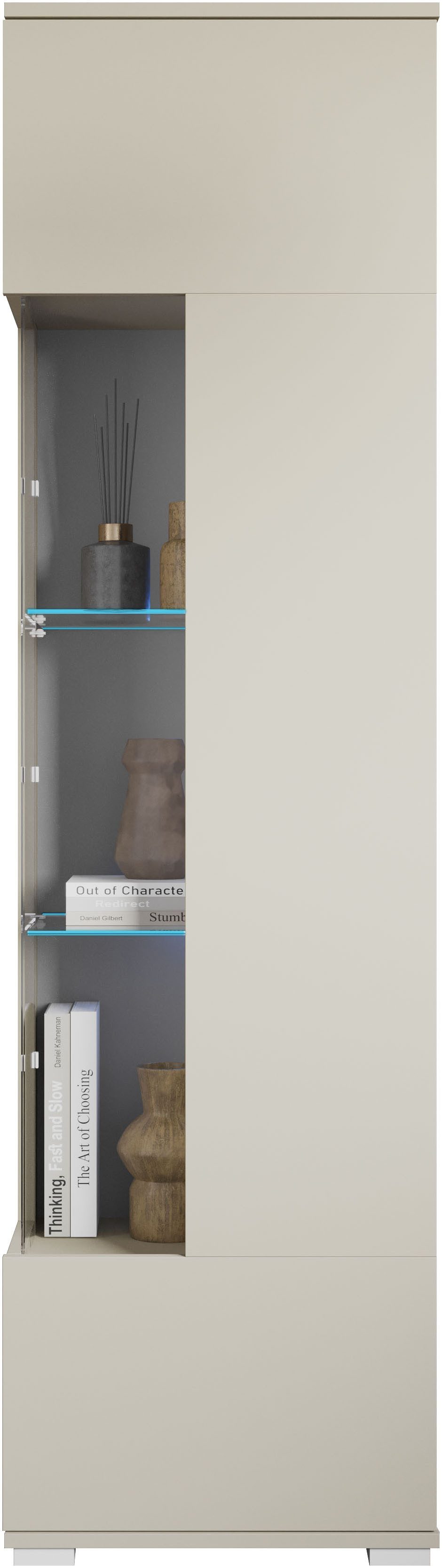 OTTO home Vitrine Kenia, stehend und hängend, Türanschlag wechselbar (1-St) Vitrineschrank mit Glastüren 160 cm Höhe