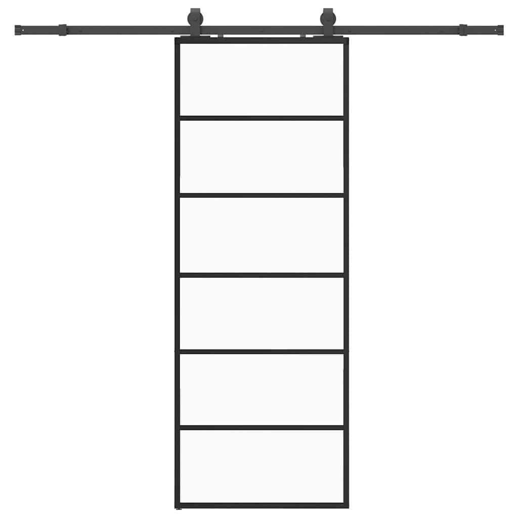 vidaXL Zimmertür Schiebetür mit Beschlag Schwarz 76x205 cm ESG-Glas