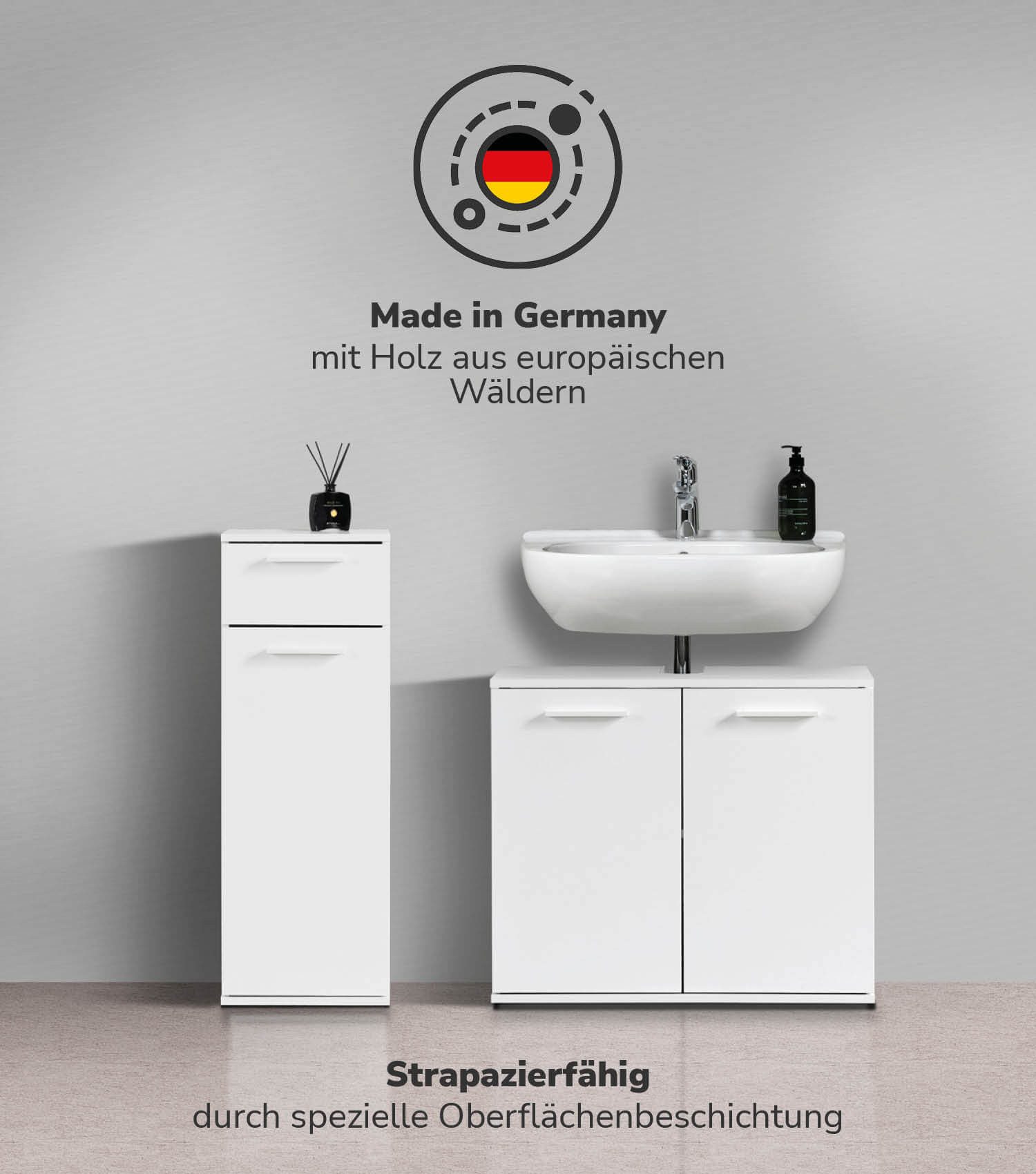 mokebo Badmöbel-Set Der Steuermann, (2-teilig), Unterschrank & Beistellschrank fürs Bad in Weiß