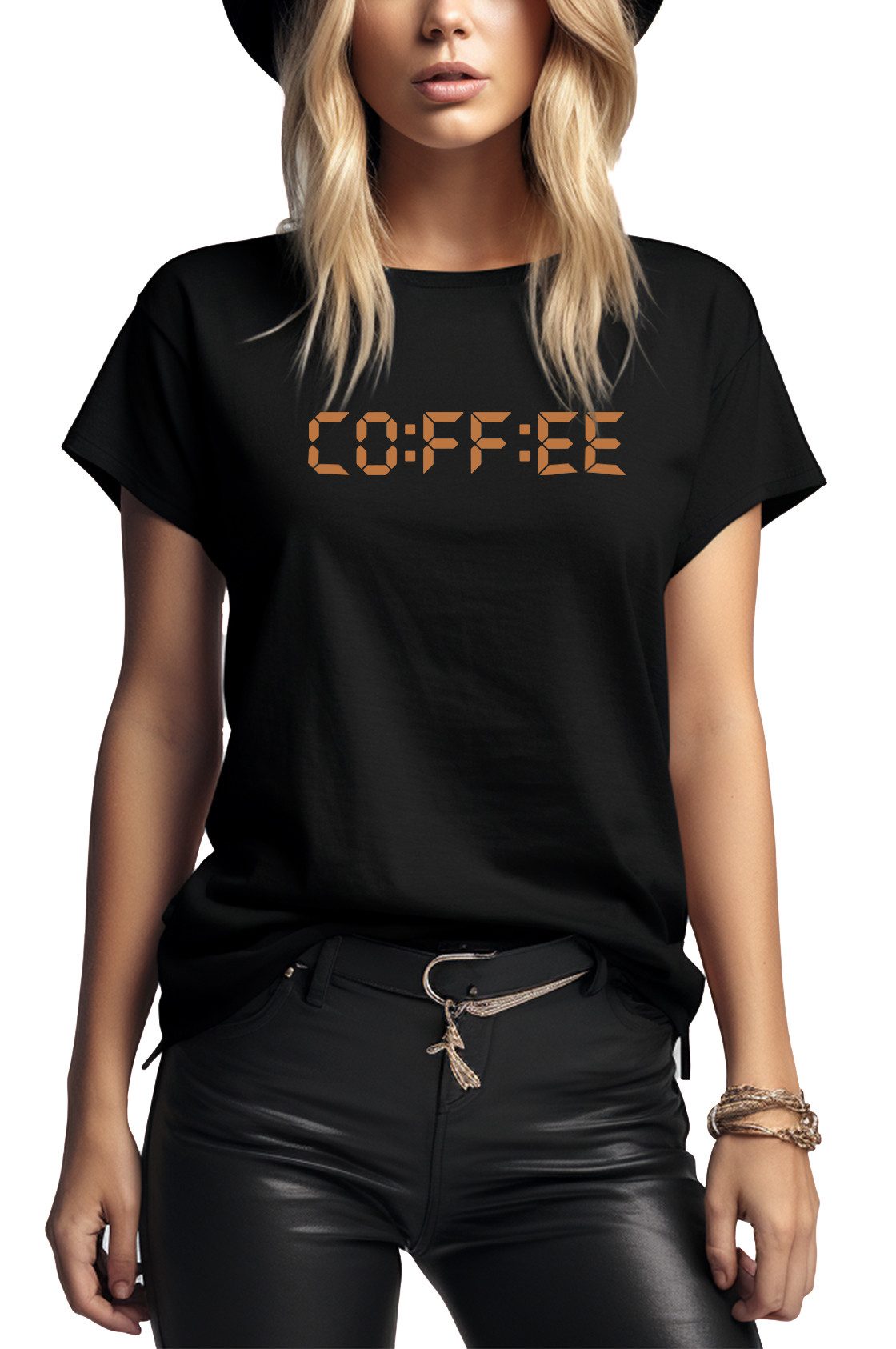 MAKAYA T-Shirt Schwarzes Damen Print Top – Kaffee Motiv für Barista & Café Fans (Schwarz, S, M, L, XL) Baumwolle