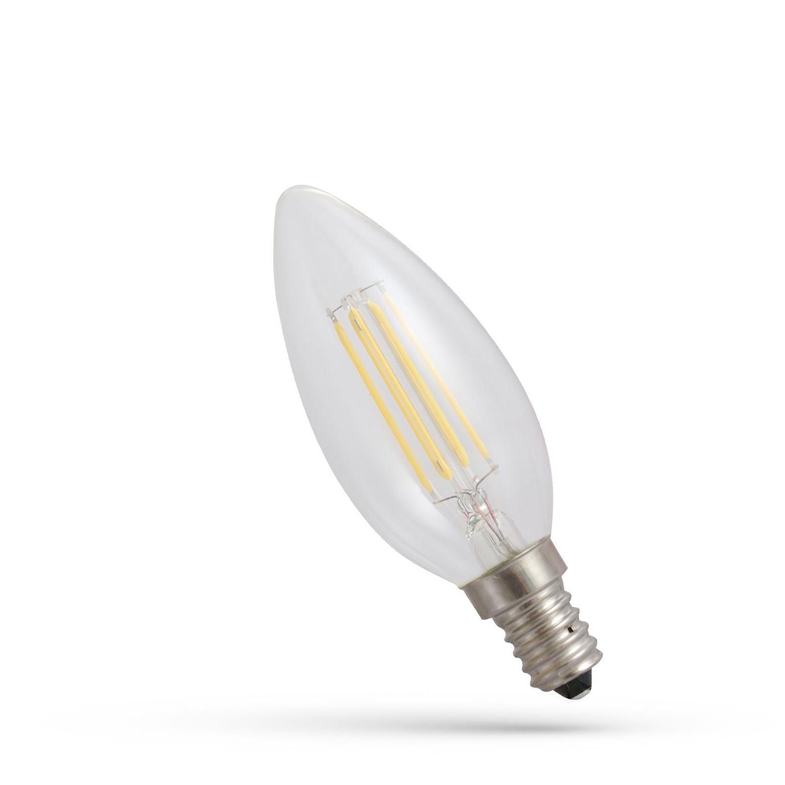 SpectrumLED LED-Leuchtmittel 1800K, 300° Extra-Warmweiß Extra klar 540lm C35 Kerze E14 6W LED Warmweiß Filament E14