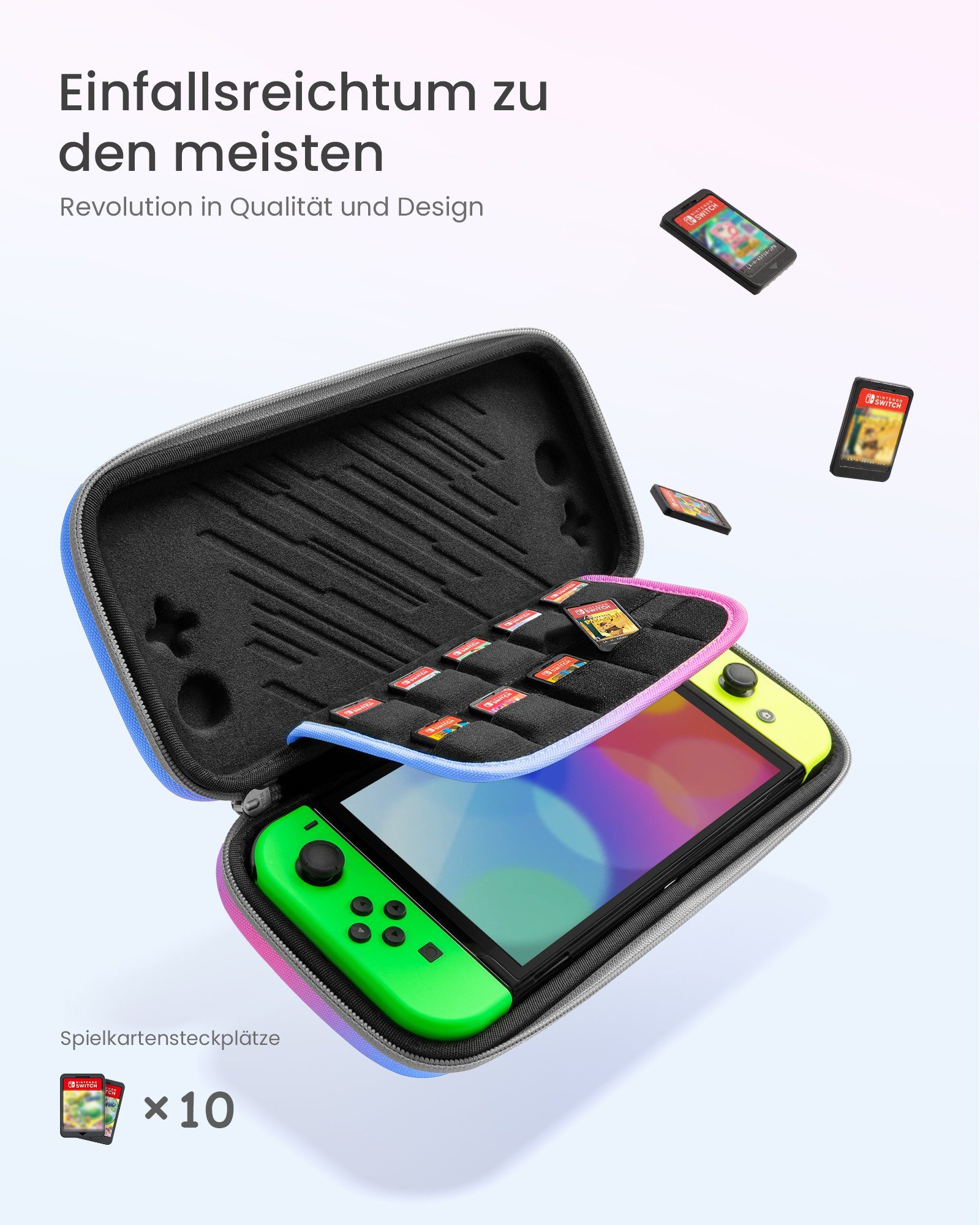 Slim Protective Spielekonsolen-Tasche Rundumschutz Galaxie Nintendo Tasche, mit / Nintendo Spiele 10 Switch OLED OLED Case tomtoc Switch
