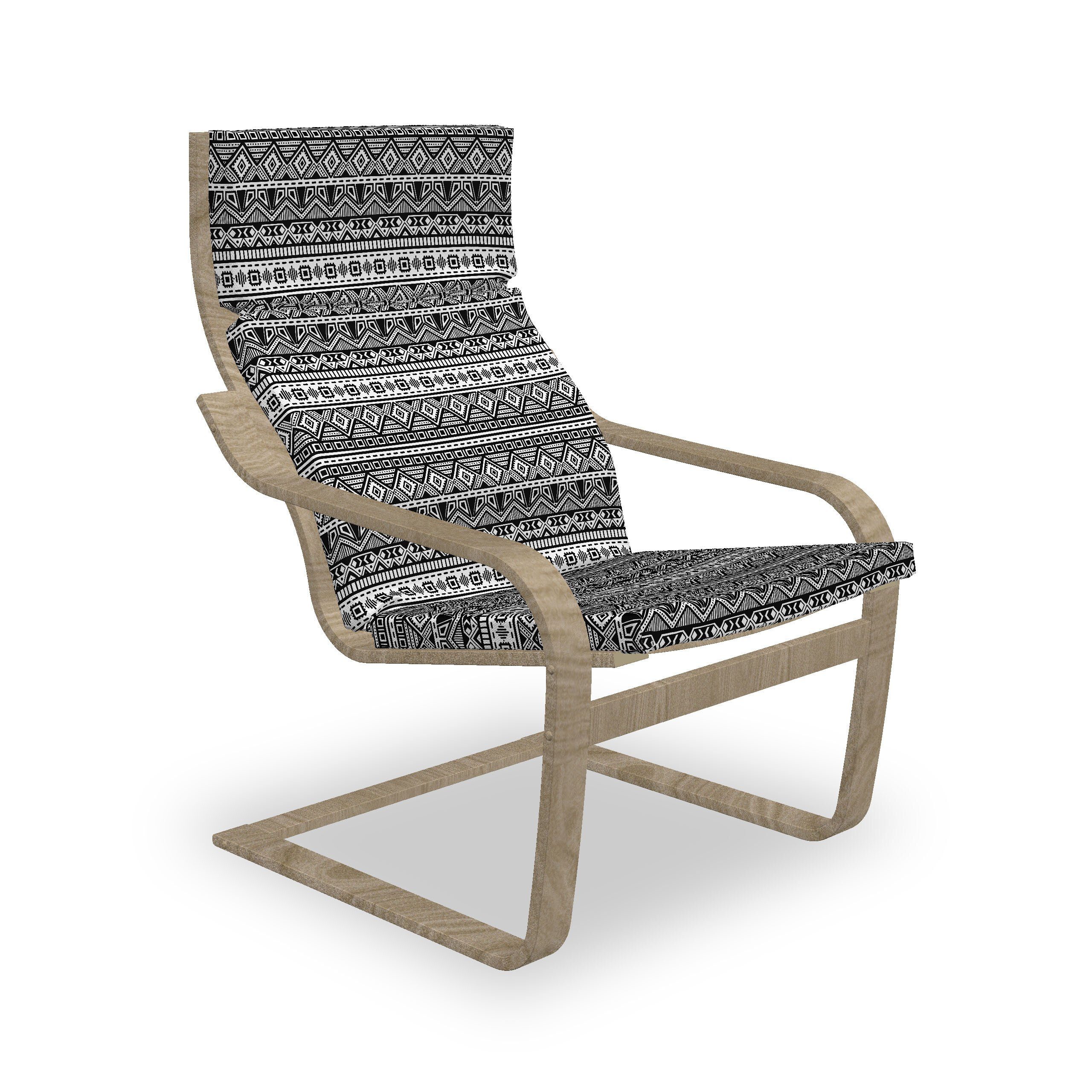 Abakuhaus Stuhlkissen Sitzkissen mit Stuhlkissen mit Hakenschlaufe und Reißverschluss, Geometrisch Monotone Formen Zigzags