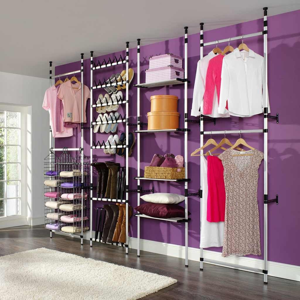 vidaXL Kleiderschrank Teleskop-Garderobe mit Stangen Aluminium