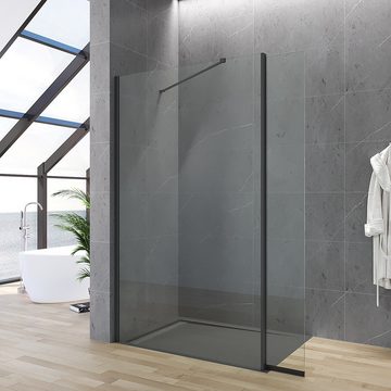 AQUABATOS Walk-in-Dusche Duschwand Glas für Dusche schwarz mit 8mm NANO-GLAS (80cm-120cm), Einscheibensicherheitsglas, Höhe 200 cm, mit Nano Beschichtung, mit Verstellbereich
