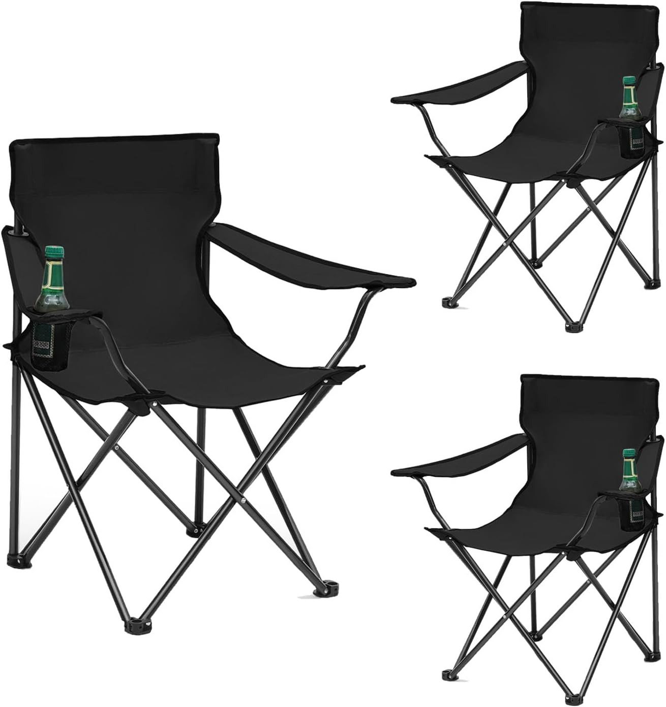 SUNULA Campingstuhl Faltbar Anglerstuhl Ultraleicht Faltstuhl Camping Klappstuhl (3 St), mit Getränkehalter, mit Tragetasche, bis max. 100 kg