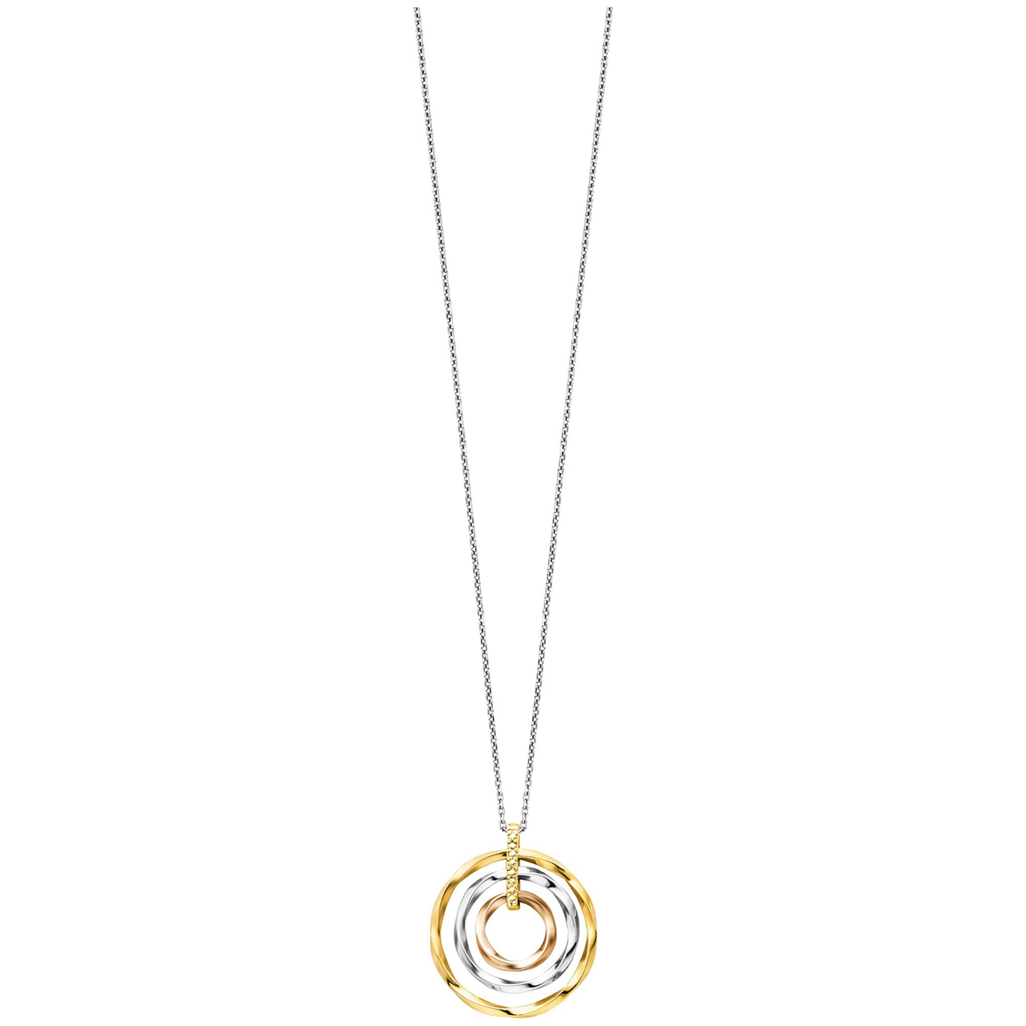 Julie Julsen Kette mit Anhänger 925/- Sterling Silber rhodiniert/vergoldet tricolor 3 Kreise