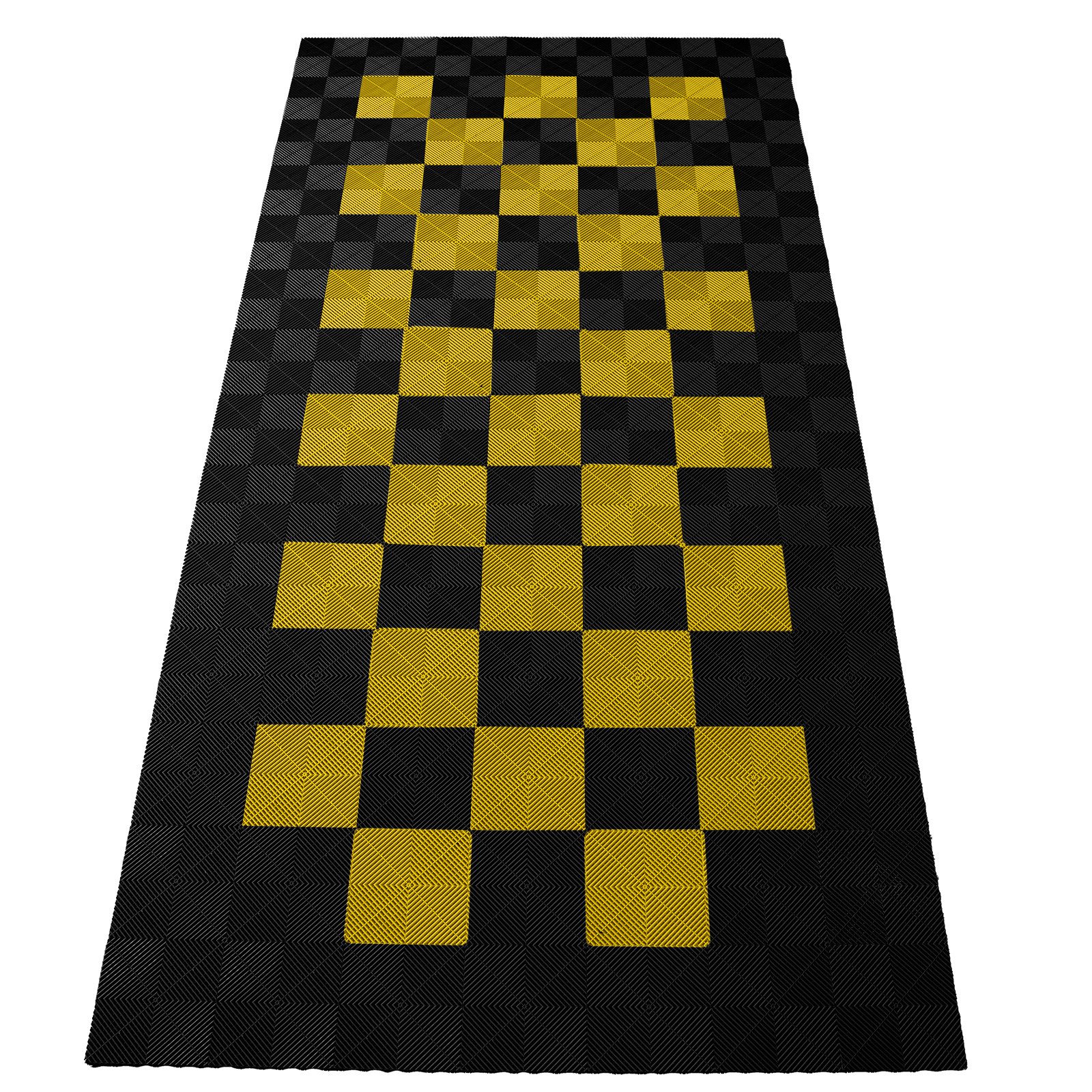 RAMROXX Klickfliesen Performance Bodenfliesen Garagenboden 2,8mx5,6m Schwarz Gelb Set2