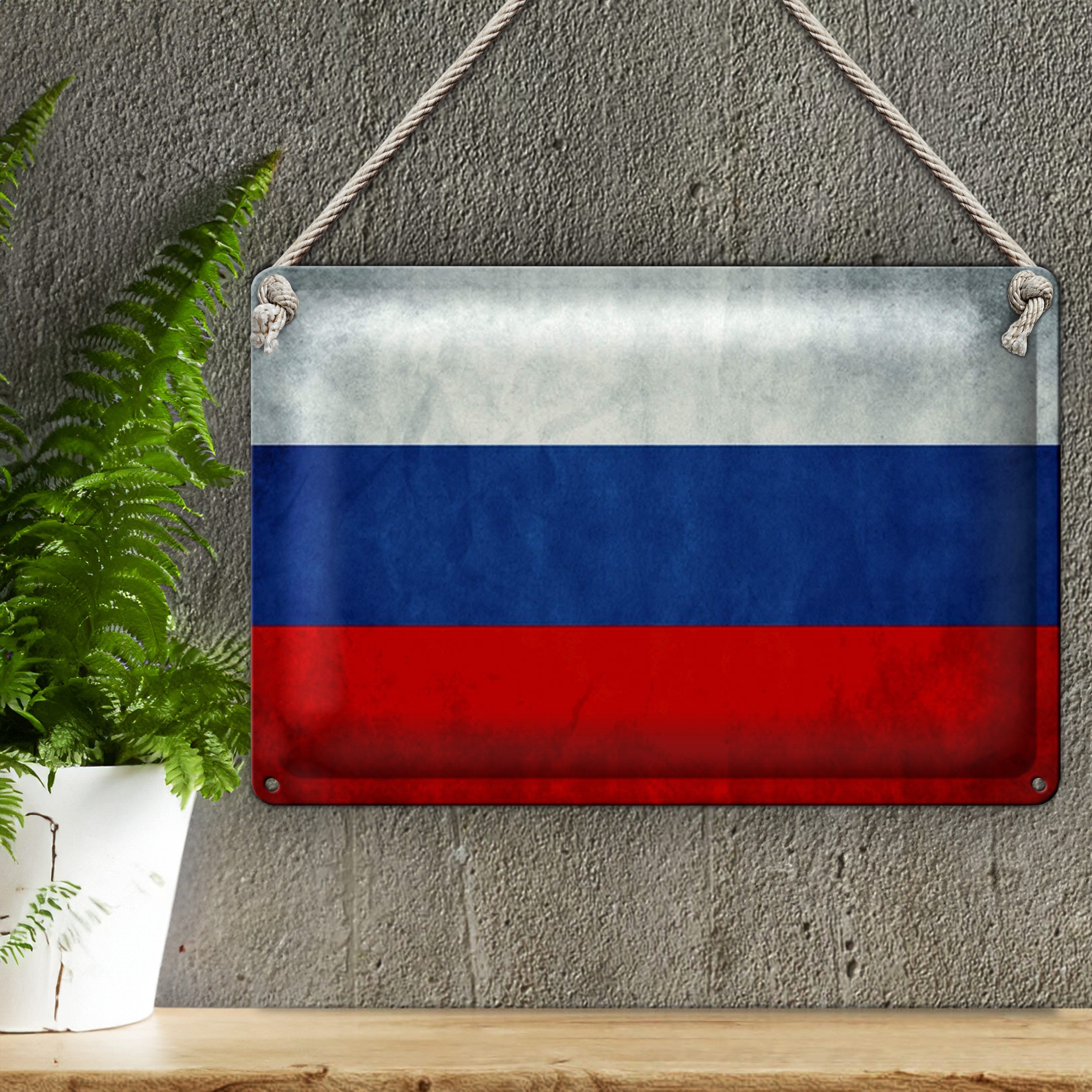 Roomando Metallschild Flagge 18x12cm Russland Fahne Russia Flag