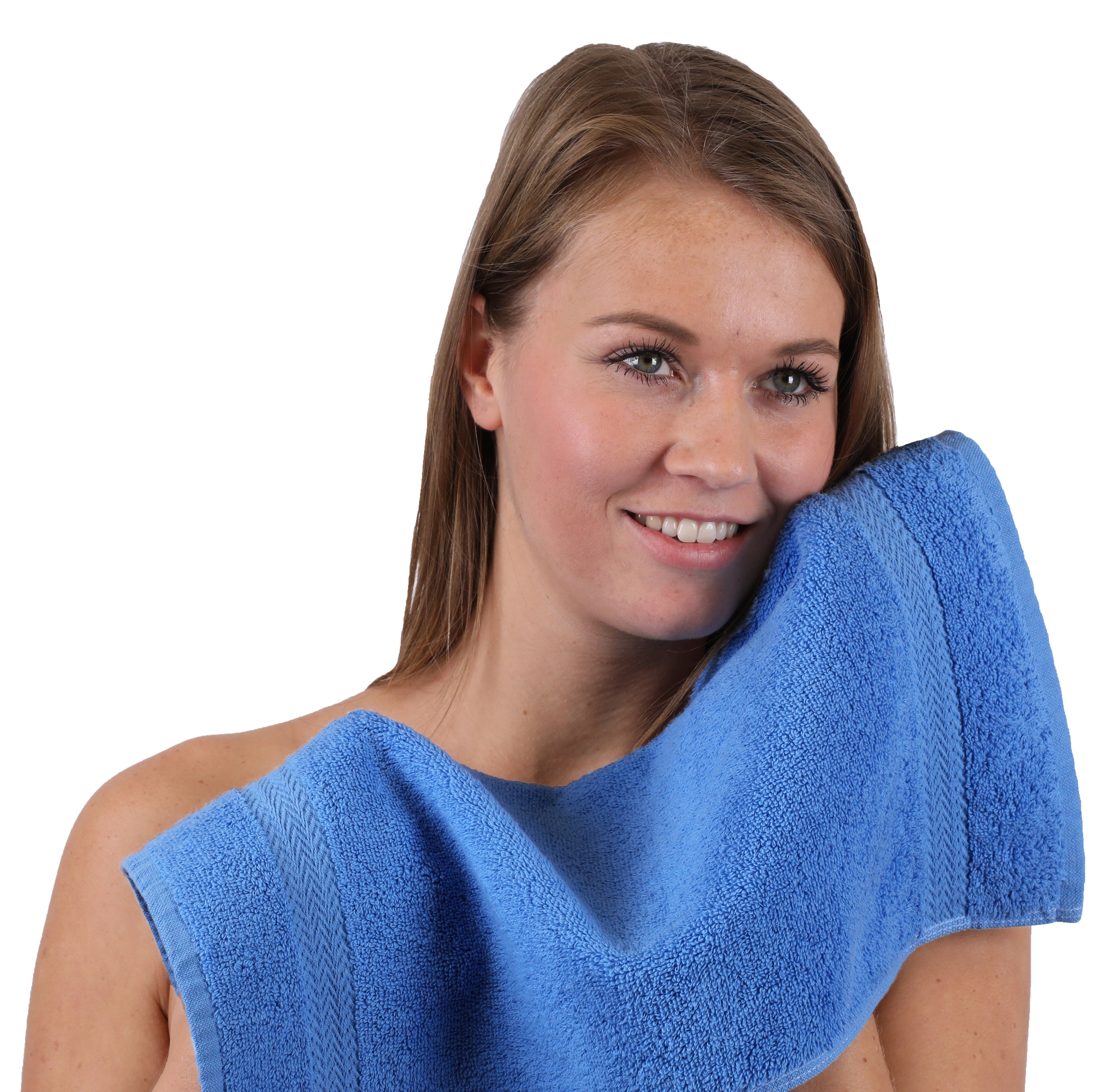 Betz Handtuch Baumwolle, 100% (10-tlg) Farbe Handtuch-Set 10-TLG. & Set Royalblau Premium Hellblau