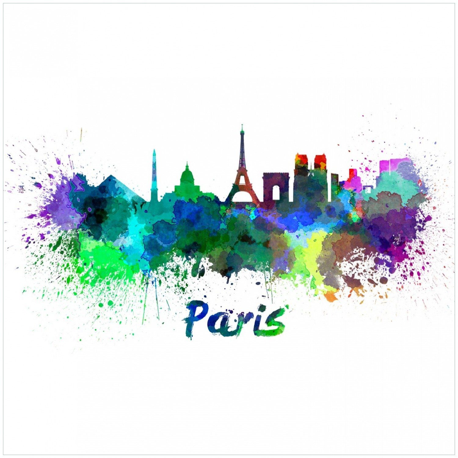 Wallario Memoboard Städte als Aquarell - Skyline von Paris