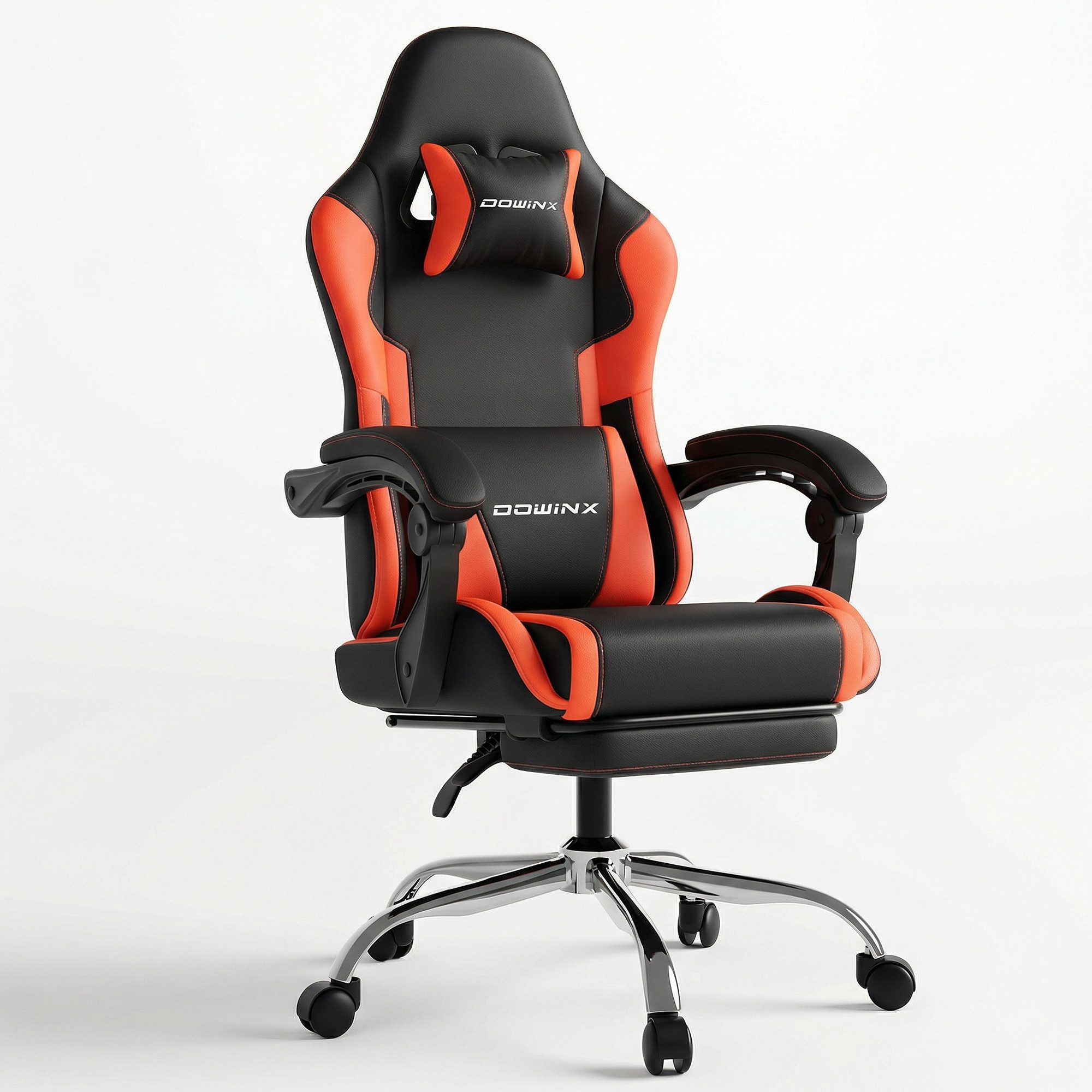 Dowinx Gaming-Stuhl Ergonomischer Gamer Stuhl für Büro und Home Office (Packung), Verstellbarer Bürostuhl mit Rückenlehne bis 150°, mit Fußstütze