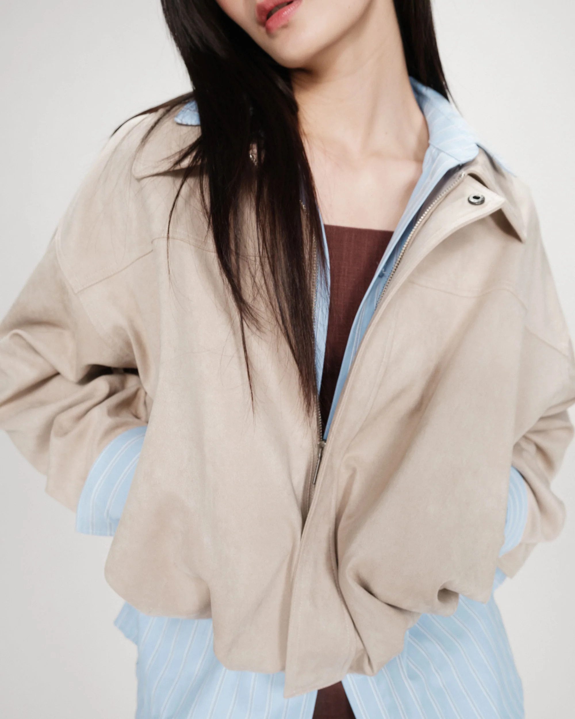 Grace & Mila Jackenblazer Suedine bomber jacket Verve - Bomberjacke in Wildlederoptik - Faux Sue