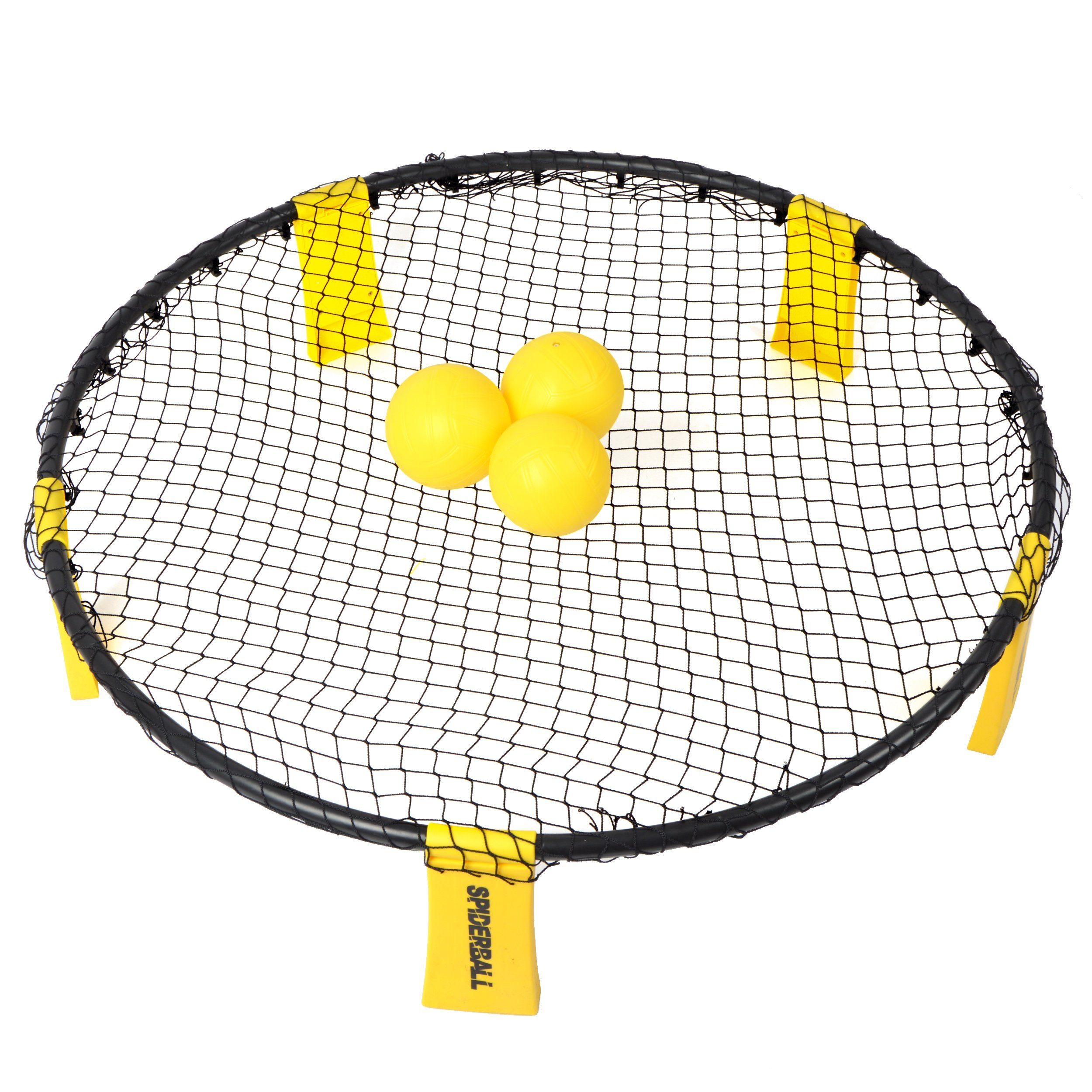 Ocean5 Spiel Gartenspiel Spiderball, Familienspiel, Mit praktischer Tasche, 3 Bällen, Ball-Pumpe & Netz mit Gestell