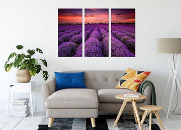 Pixxprint Leinwandbild Wunderschöne Lavendel Provence, Wunderschöne Lavendel Provence 3Teiler (120x80cm) (1 St), Leinwandbild fertig bespannt, inkl. Zackenaufhänger