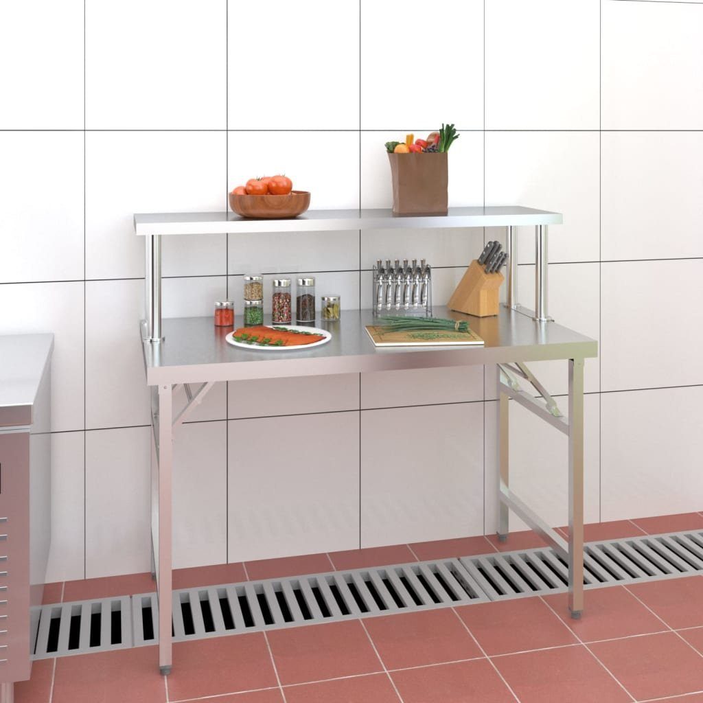 vidaXL Spülenschrank Küchen-Arbeitstisch mit Aufsatzboard 120x60x115 cm Edelstahl (1-St)