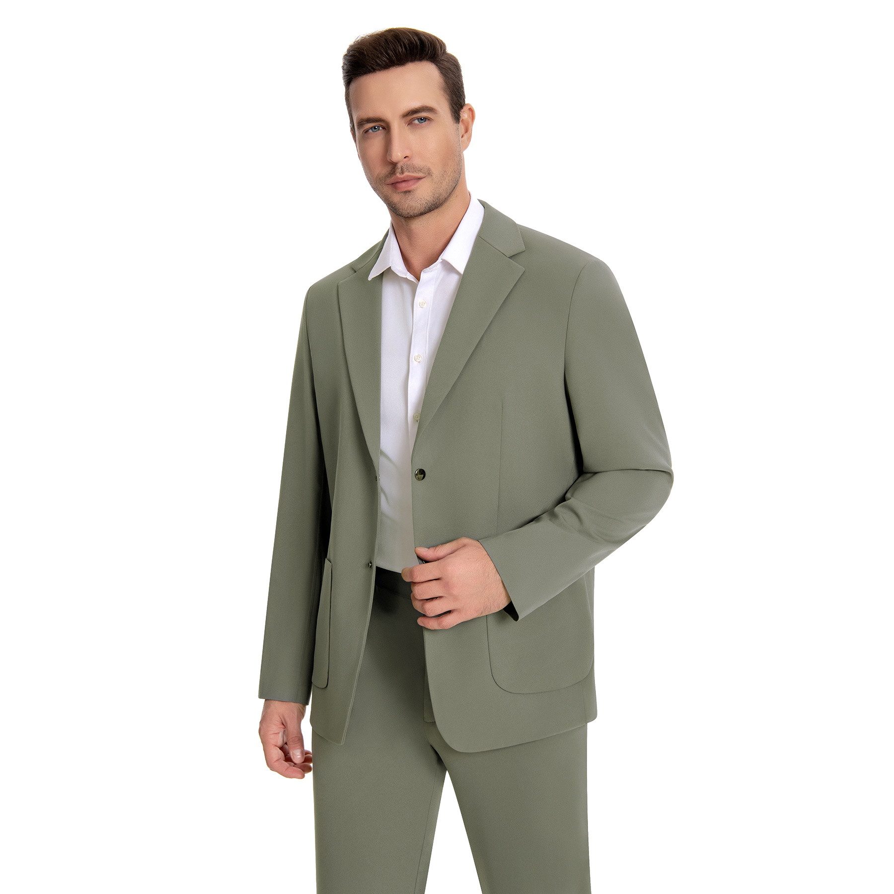 Allthemen Anzug (2 tlg) aus Stretchmaterial Herrenanzug elastisch Anzüge Regular Fit – Bild 4 von 5