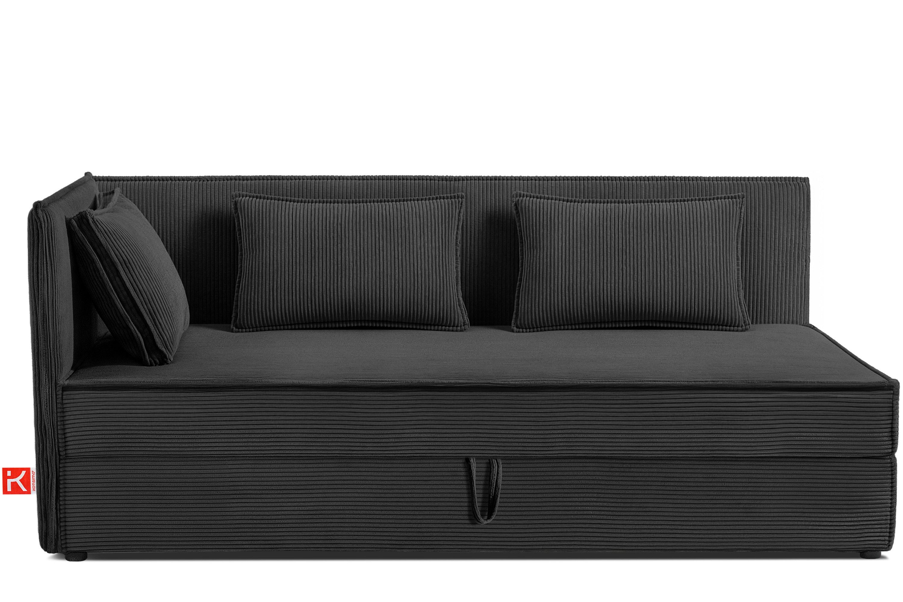 KONSIMO® Boxspringbett ROTI Daybett, Tagesbett, Jugendbett, 90 cm x 200 cm (1-Person Boxspringbett), hergestellt in der EU, inklusive Kissen, mit großem Bettkasten