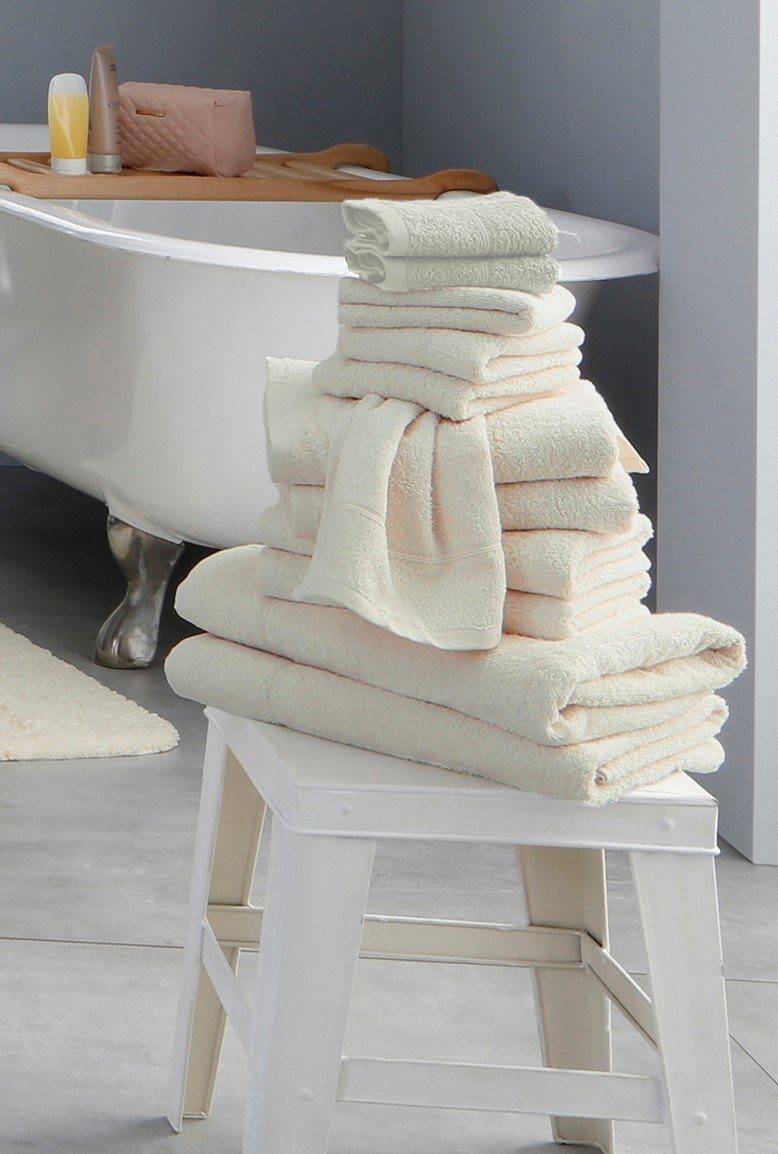 my home Handtuch Set Sanremo, (Set, einfarbiges Frottier, 100% Handtücher aus mit Handtuch-Set Baumwolle 12-tlg), natur Bordüre