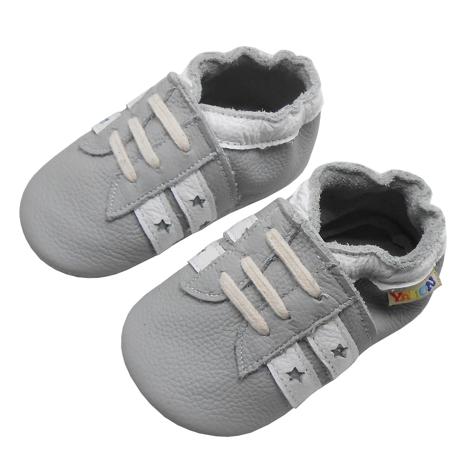 Yalion Yalion Baby Leder Lauflernschuhe – Weiche Ledersohle, Elastisch Krabbelschuh elastisch