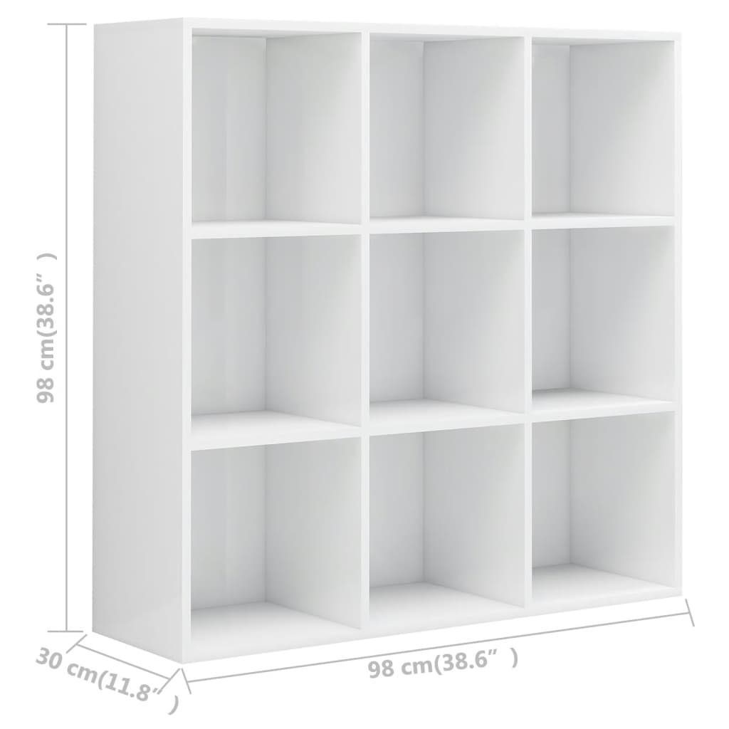 Bücherregal Bücherregal 1-tlg. Hochglanz-Weiß Holzwerkstoff, 98x30x98 vidaXL cm