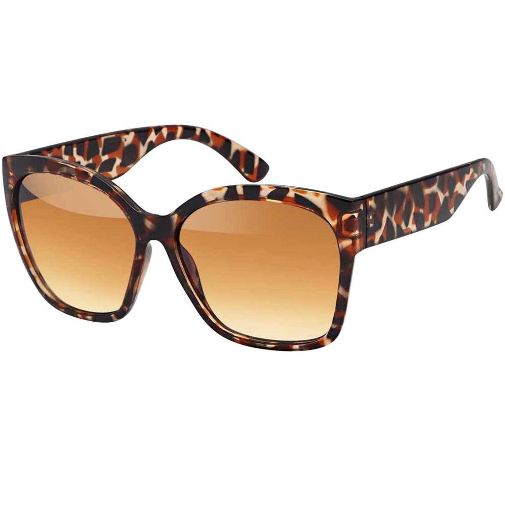 Leopard Damen mit (1-St) Sonnenbrille Polarisiert Retrosonnenbrille Braun Linsen polarisierten BEZLIT Eyewear
