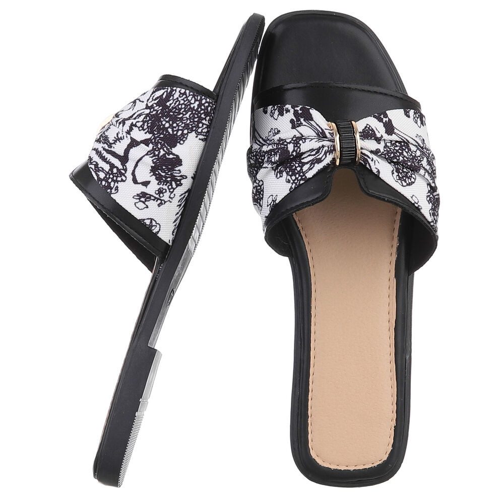 Ital-Design Stylische Damen Slipper mit Goldakzent für den Sommer Pantolett günstig online kaufen