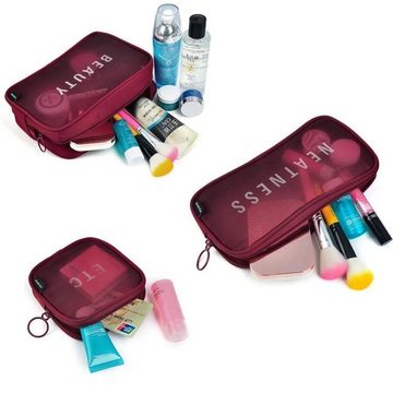 VERCO Kosmetiktasche Reise Make-Up Kulturbeutel Beautycase (3-tlg), Kosmetik Beutel Tasche Schminktasche Set