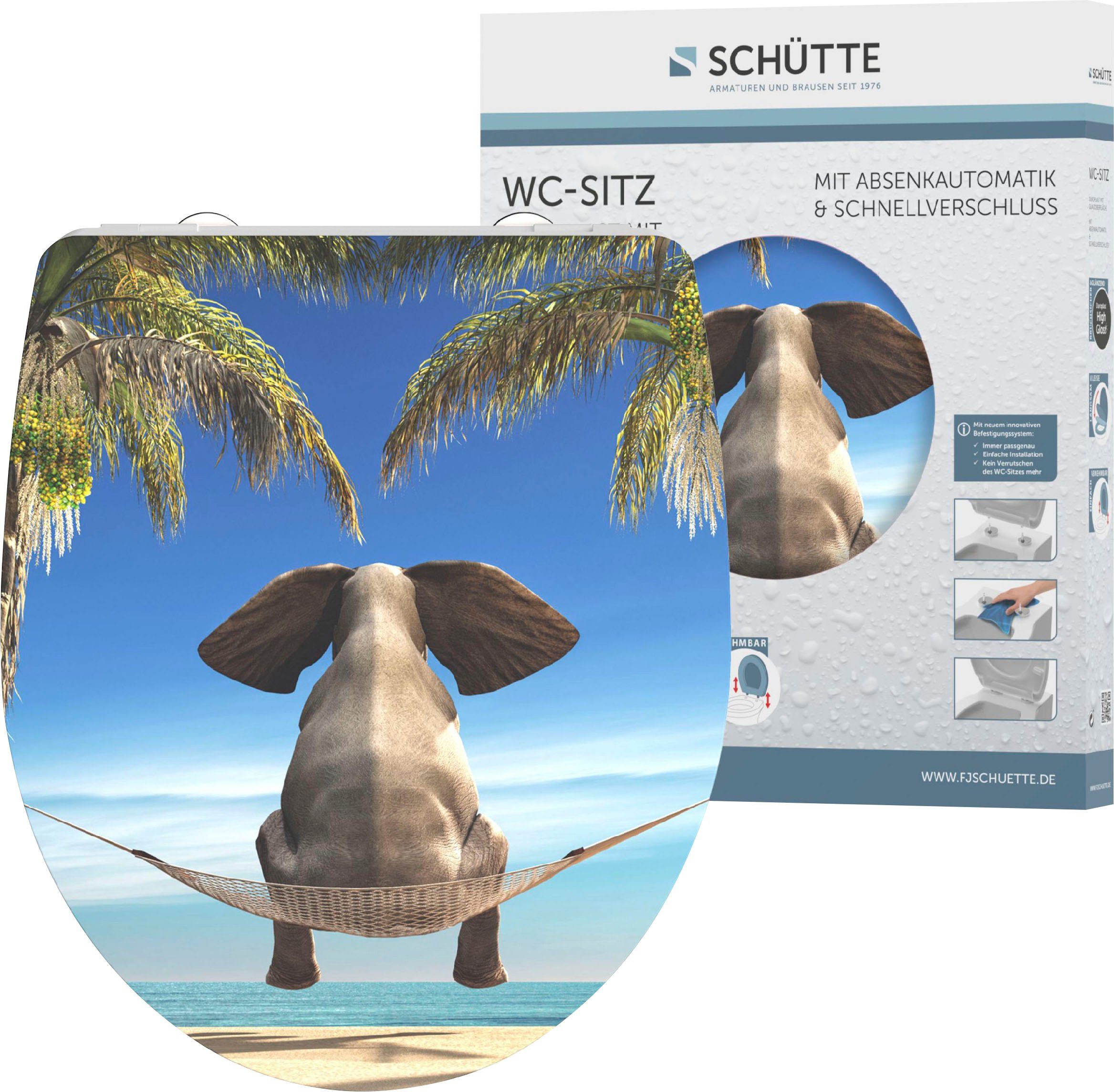 Schütte WC-Sitz Happy Elephant, Duroplast, mit Absenkautomatik und Schnellv günstig online kaufen