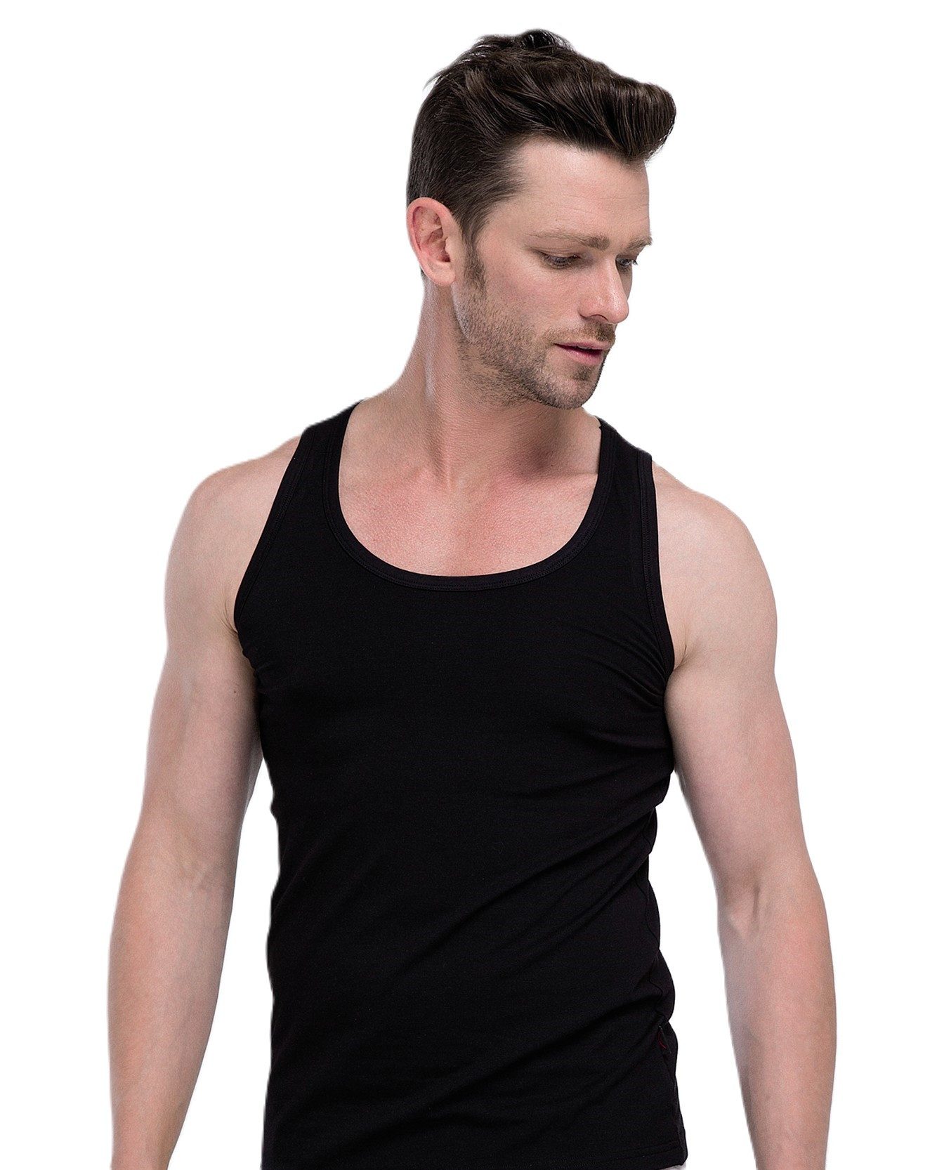 Toker Collection® Achselhemd Herren Unterhemd, Tank-Shirt, Achselhemd - (im 4'er Pack) in Schwarz (Sparpack, 4er- Pack) aus reiner Baumwolle