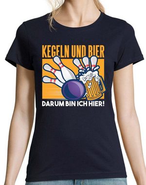 Youth Designz T-Shirt "Kegeln Und Bier, Darum Bin Ich Hier" Damen T-Shirt mit trendigem Aufdruck
