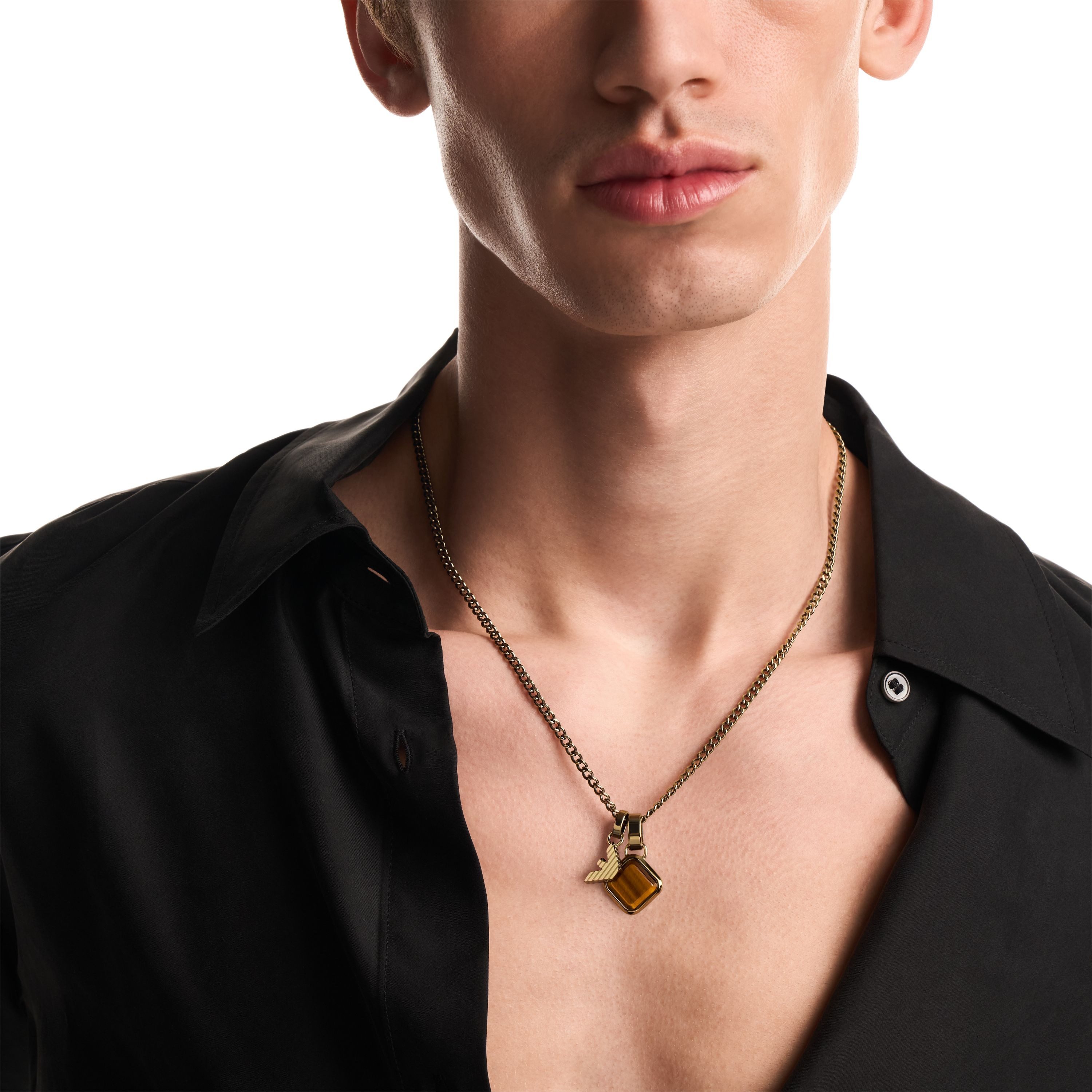 Emporio Armani Kette mit Anhänger, mit Tigerauge