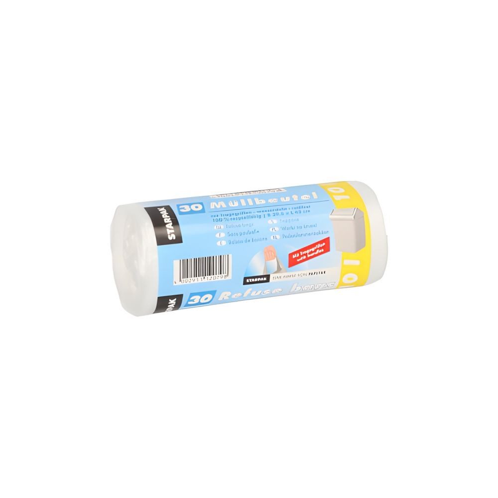 PAPSTAR Müllbeutel 600x Müllbeutel mit Tragegriffen HDPE 10l 42 x 39,5cm transparent 7my