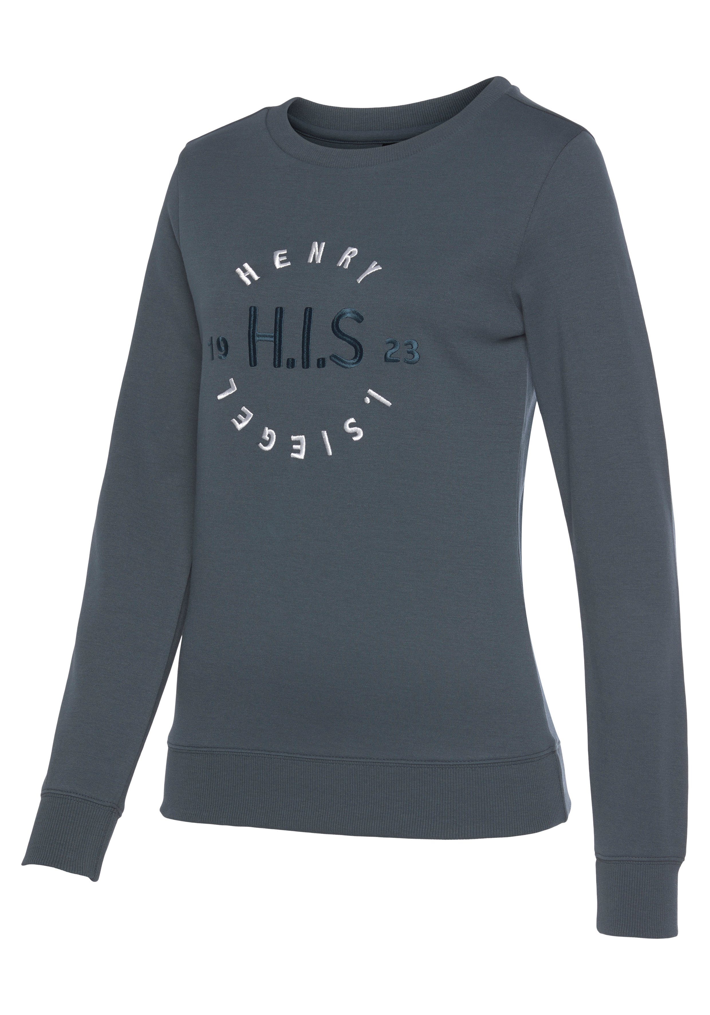 Loungeanzug Logo Sweatshirt Stickerei, H.I.S großer navy mit