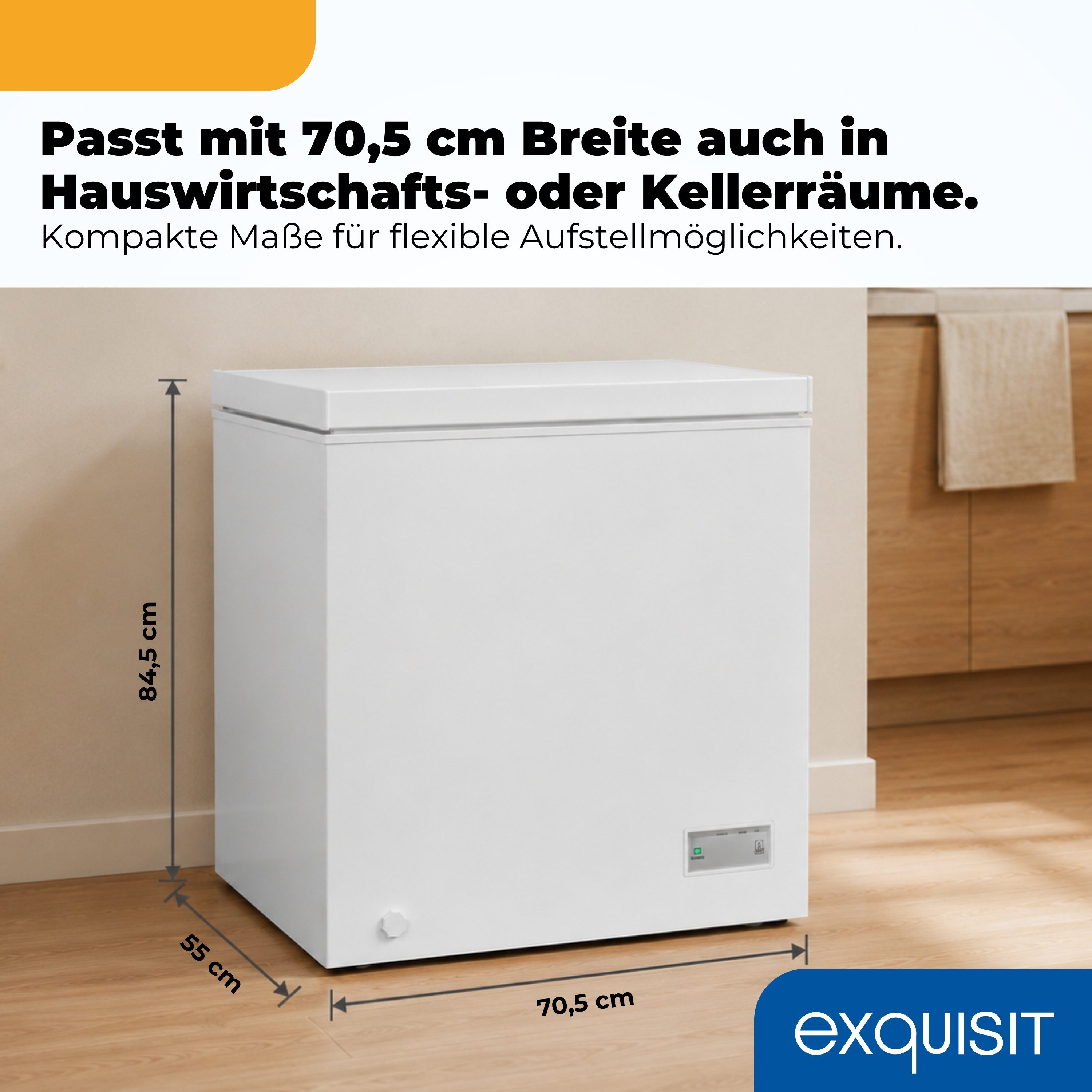 exquisit Gefriertruhe GT5150-E-041E, 70,5 cm breit, 142 l, 142 l Nutzinhalt, 4 Sterne Fach 142,0 l, 7,0 kg, Energieklasse E