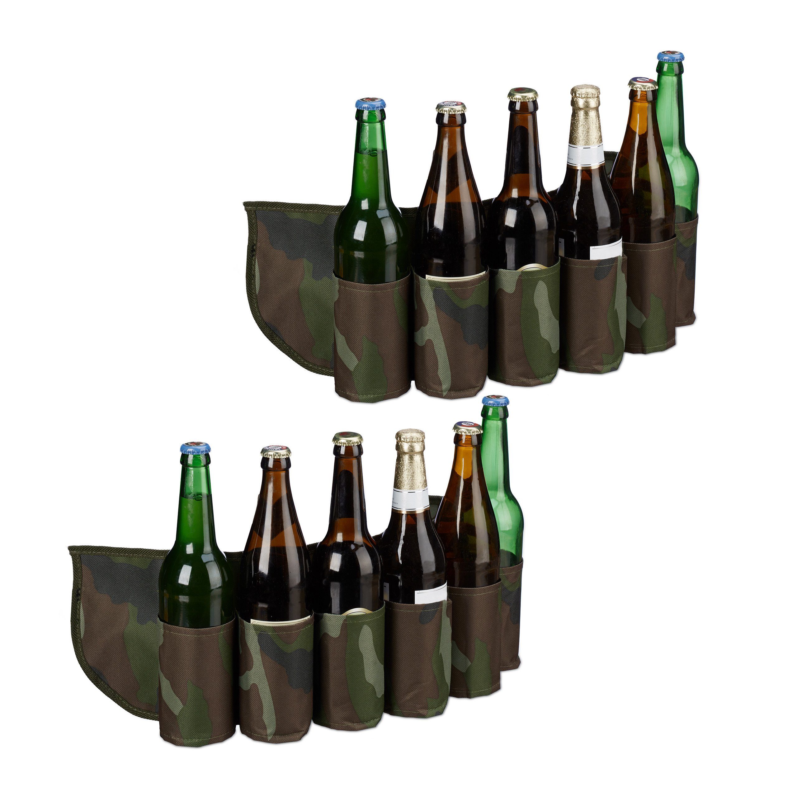 relaxdays Trinkgürtel 2 x Biergürtel für 6 Dosen & Flaschen | Trinkblasen