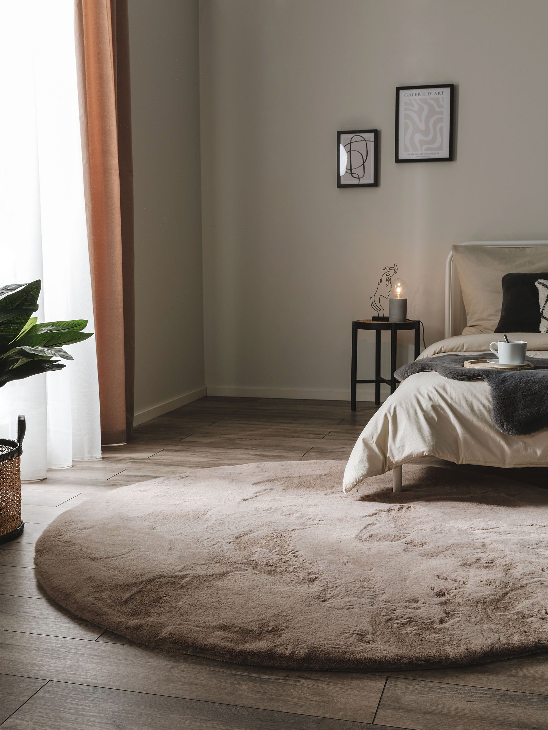 benuta Fellteppich Dave, rund, Höhe: 31 mm, Teppich Wohnzimmer, Schlafzimme günstig online kaufen