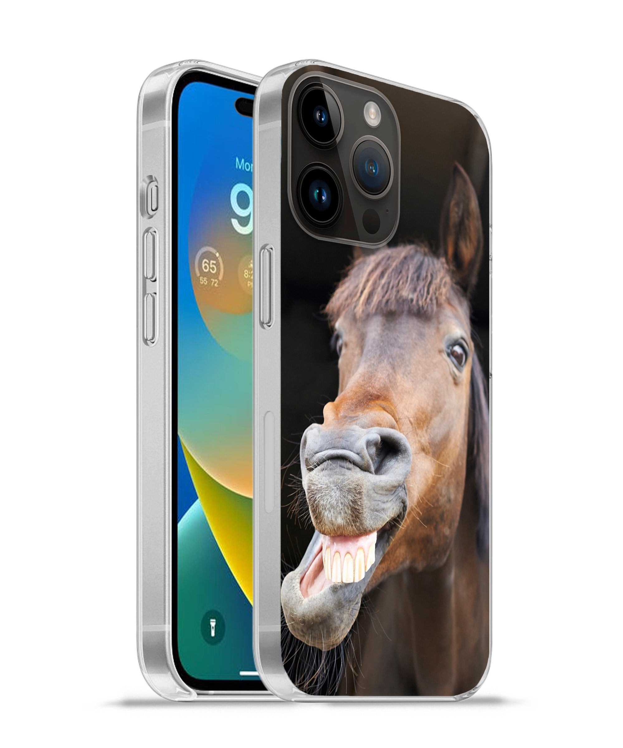 MuchoWow Handyhülle für Apple iPhone 14 Pro Pferd - Lustig - Stall - Kinder - Jungen - Mäd, Smartphone-Bumper, Print, Handy Schutzhülle Dünn