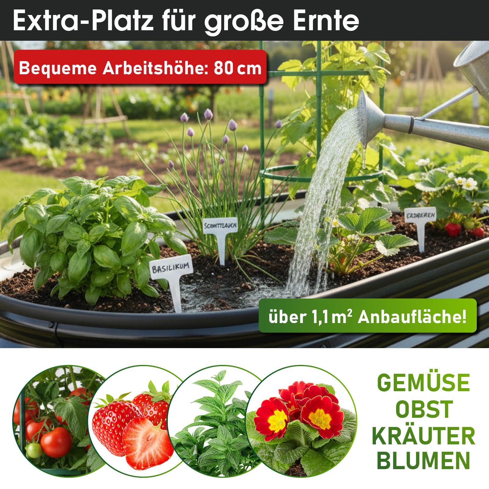 BRAST Hochbeet Metall Julia, 160x80x80-400x80x80cm, 8 Modelle, viel Zubehör (wetterfest ovale Form, für Gemüse Obst Kräuter & Blumen), Stahl rostfrei & verzinkt