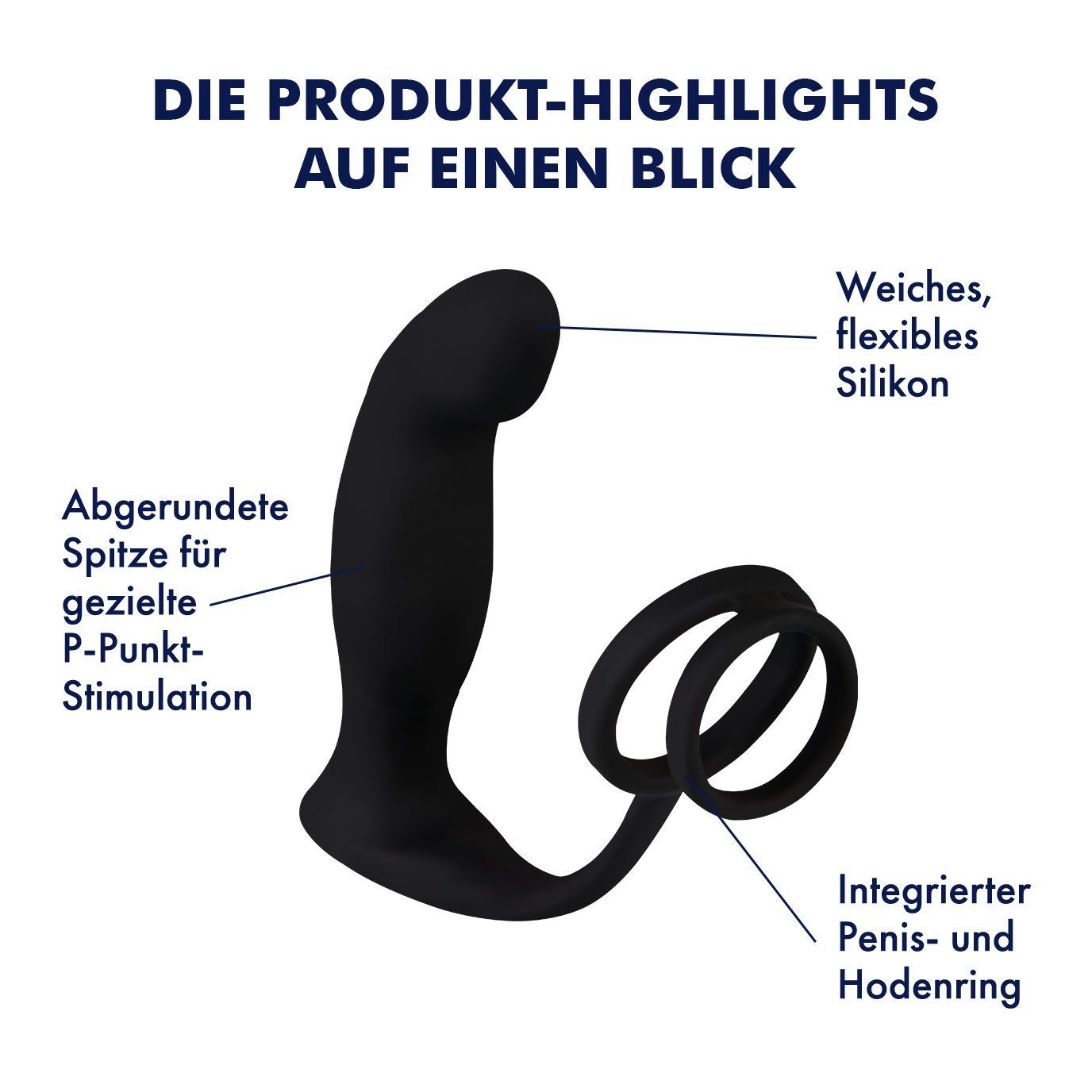 EIS Anal-Stimulator EIS Penis- 'Gerillter Hodenring' & inkl. (13cm) Silikon-Analvibrator