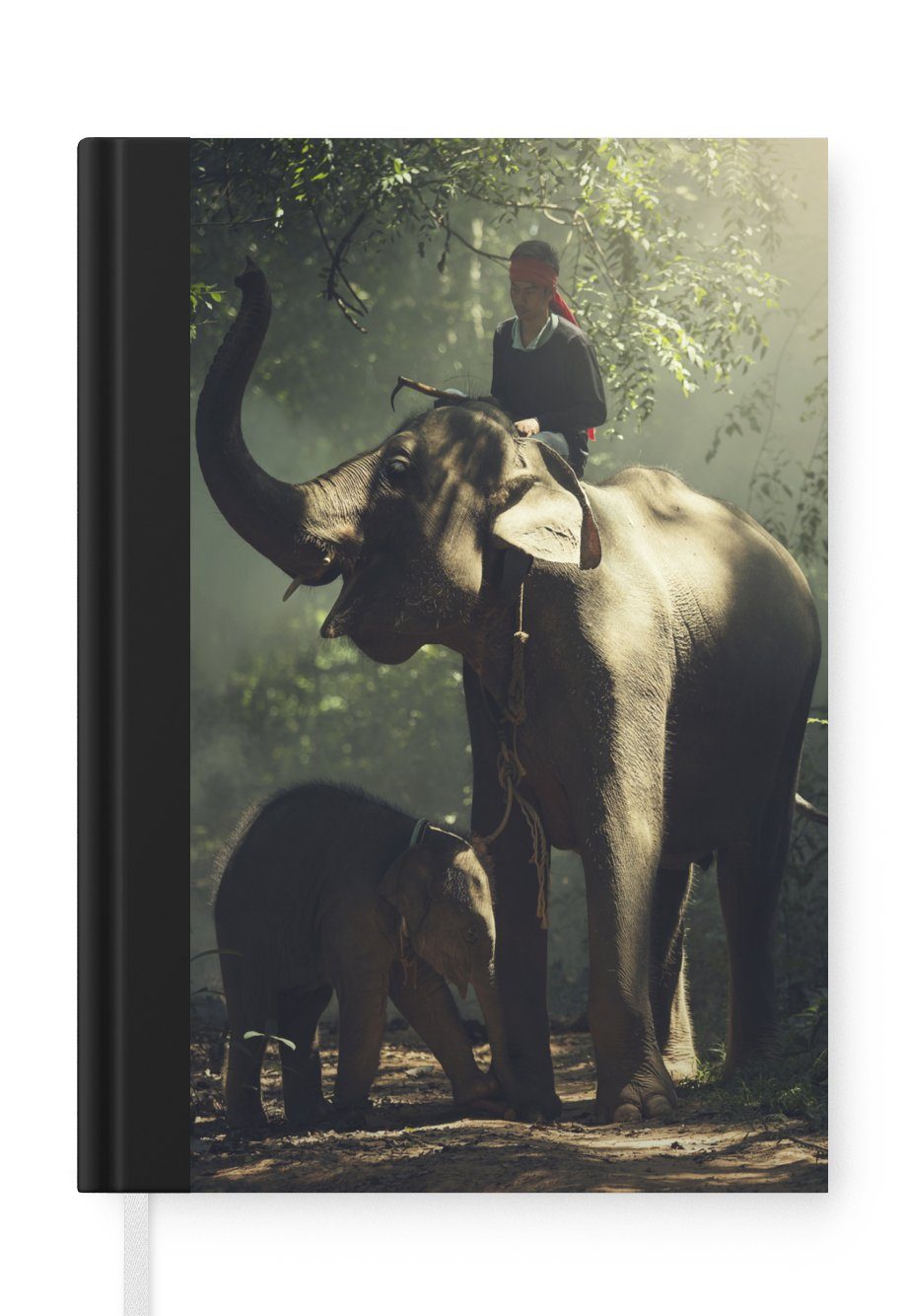 MuchoWow Notizbuch Elefant - Wald - Bäume - Tiere - Trainer, Journal, Merkzettel, Tagebuch, Notizheft, A5, 98 Seiten, Haushaltsbuch