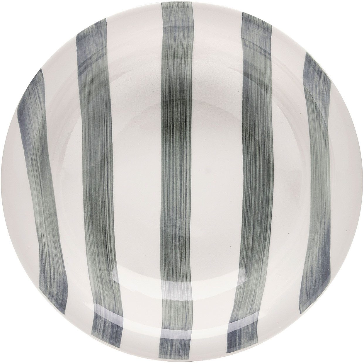 van Well Suppenteller Mallorca, Teller 21 cm, 6 Stück, (6 St), Teller Set, Keramik, Streifenoptik, spülmaschinen-/mikrowellengeeignet
