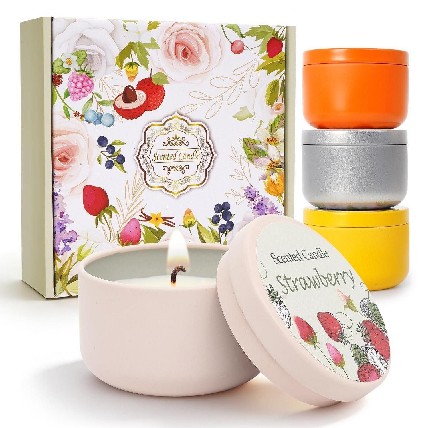 LuxusKollektion Duftkerze Duftkerzen Set Hase 4er Frucht/Rose/Limette/Erdbeer