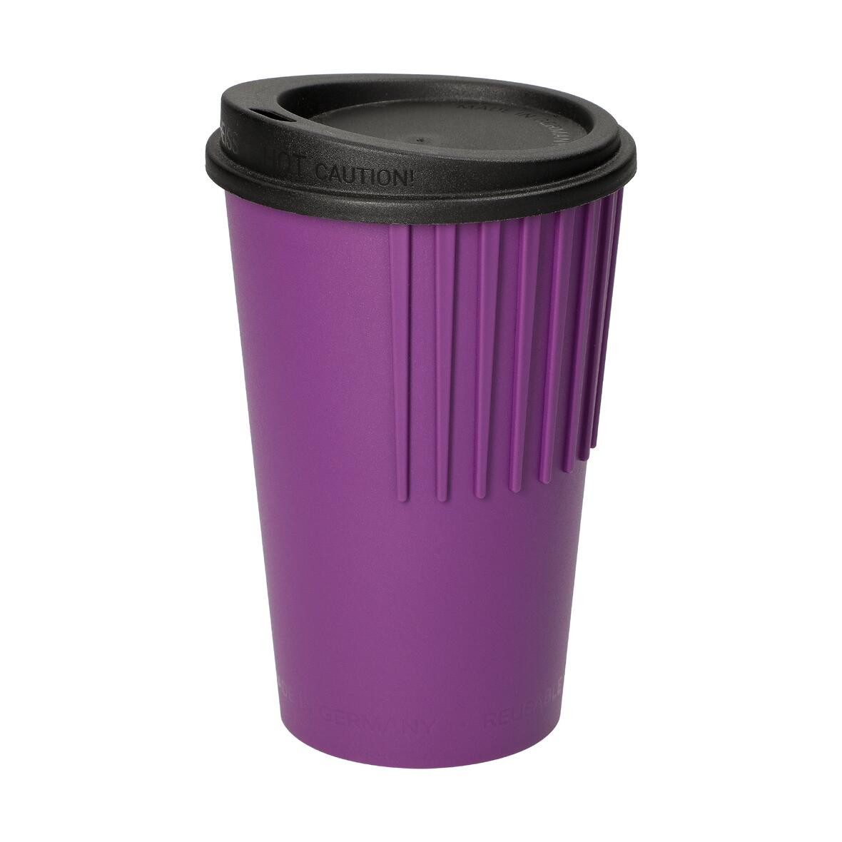 elasto Coffee-to-go-Becher Kaffeebecher 300 ml Trinkbecher mit Deckel und Riffel-Optik, Made in Germany, BPA-frei, 100% recyclebar, Heißgetränke, Teebecher