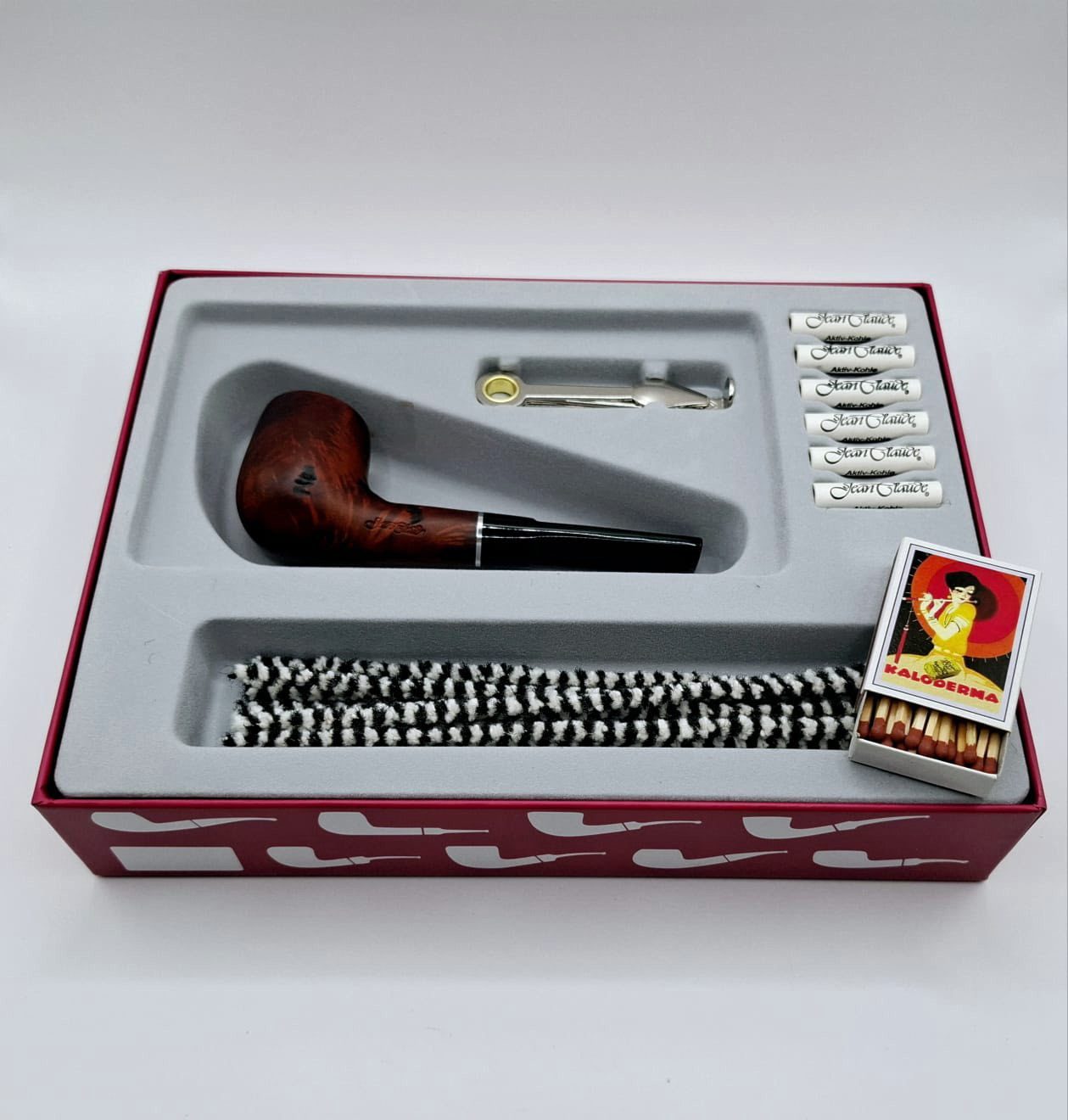 Jean Claude Handpfeife Pfeife Geschenkset Anfänger Set Pfeife braun gerade, (in einer Geschenkbox verpackt), Made in Italy