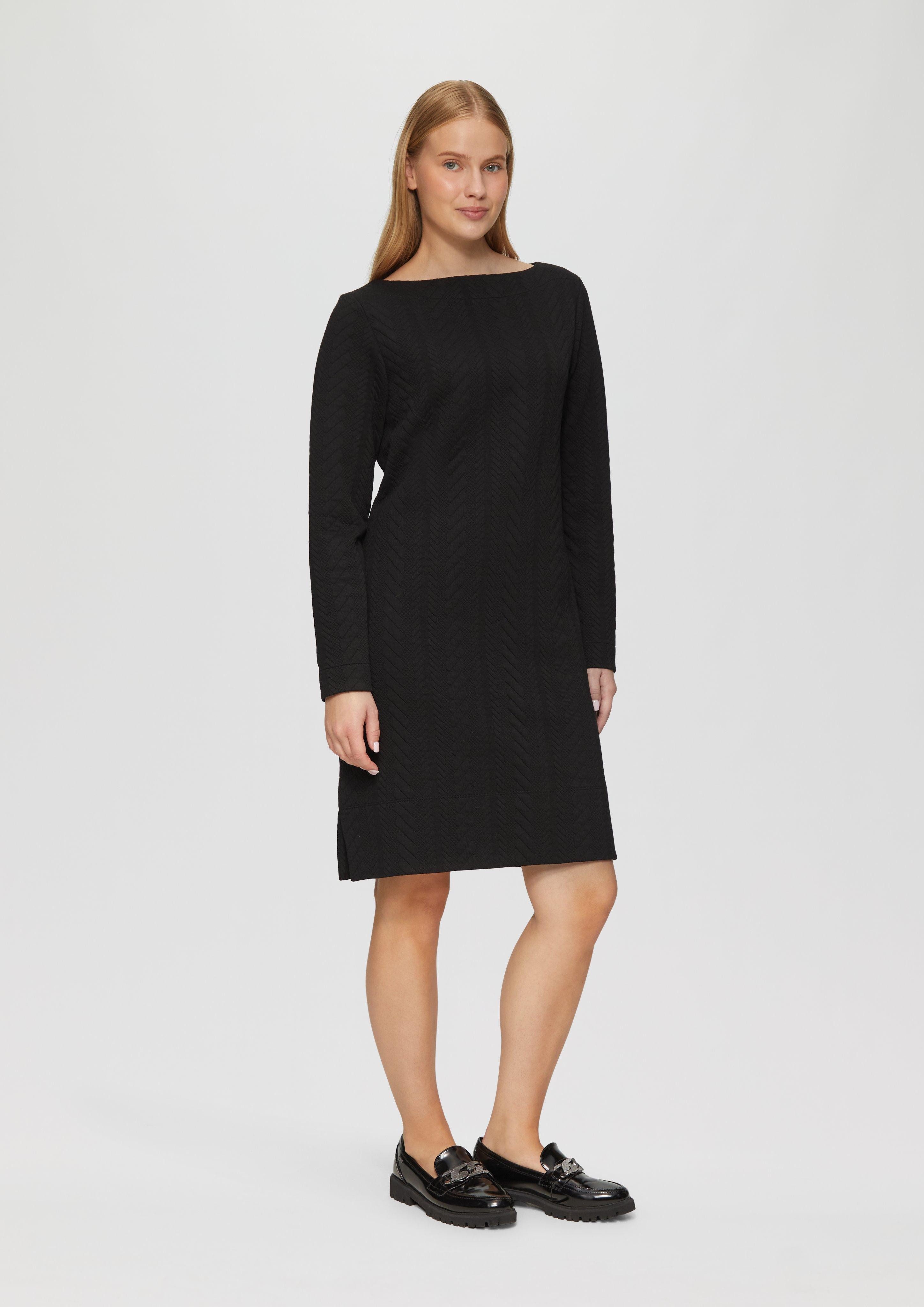 Minikleid Strukturiertes Jacquard-Kleid mit U-Boot-Ausschnitt