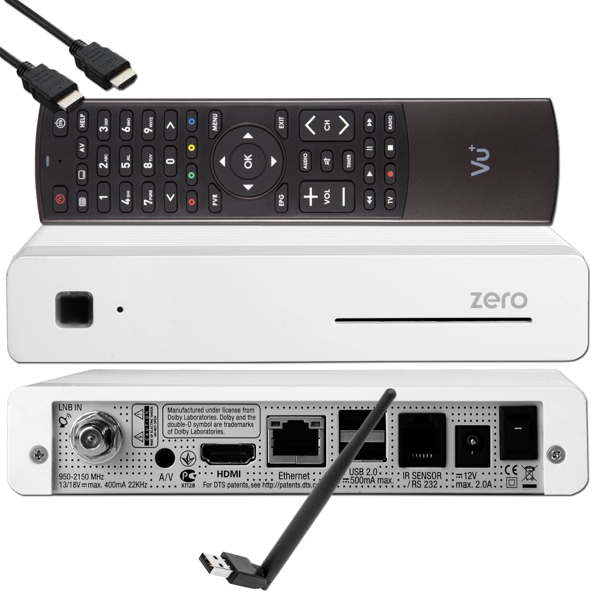 VU+ VU+ Zero Linux Full HD Sat Receiver - Weiss + 150 Mbits Wifi Stick SAT-Receiver