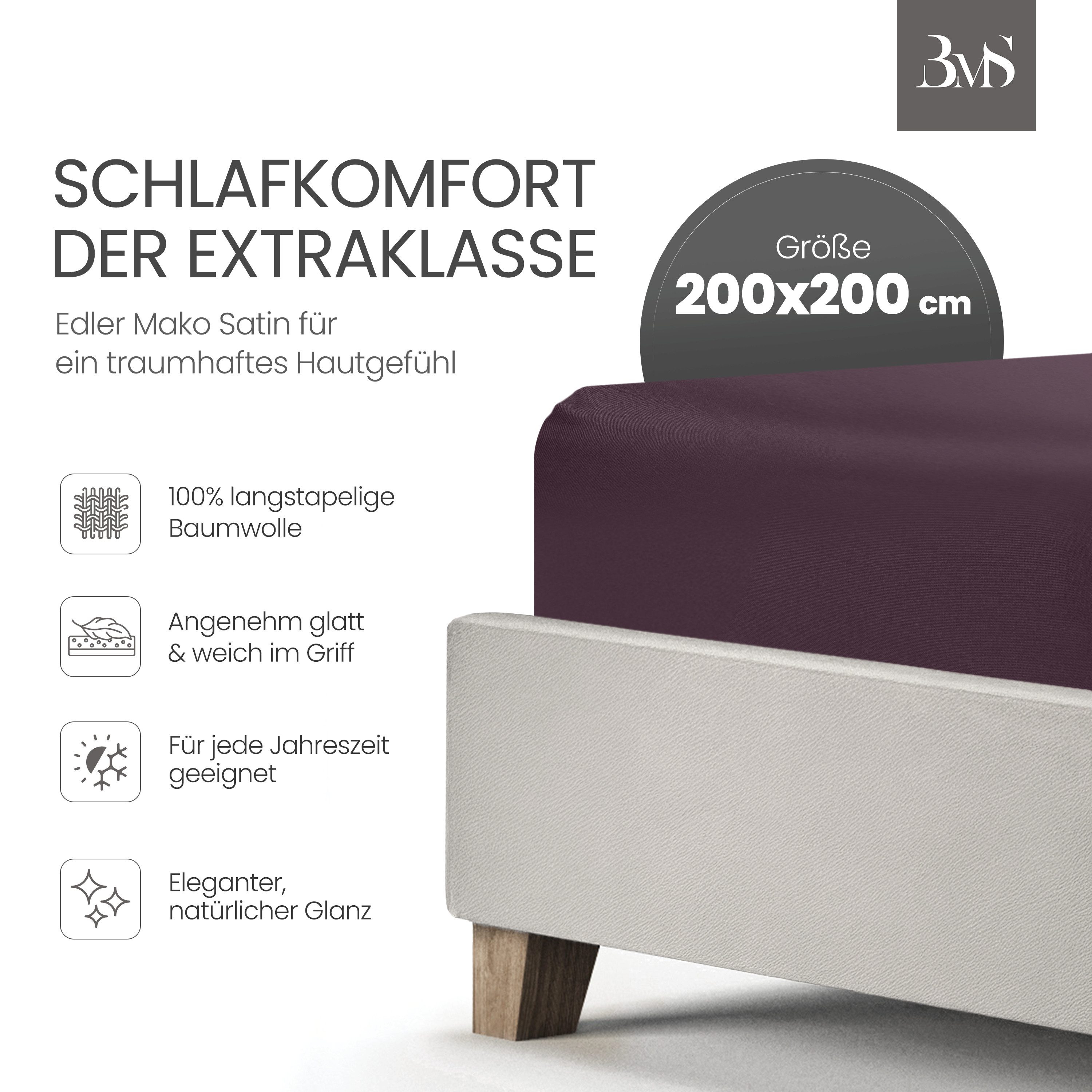 BETTWAESCHE-MIT-STIL Spannbettlaken Mako Satin Spannbettlaken, Matratzenhöh günstig online kaufen