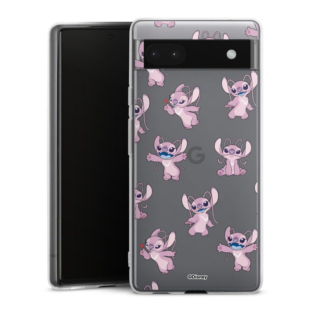 DeinDesign Handyhülle Lilo & Stitch Engel Disney Angel Faces Pattern Transparent, Google Pixel 6a Silikon Hülle Bumper Case Handy Schutzhülle