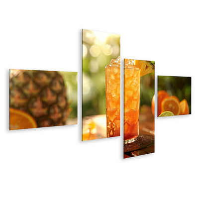 islandburner Leinwandbild Exotischer Rum-Punsch mit Ananas-, Orangen-, Limettensaft und Grenadin